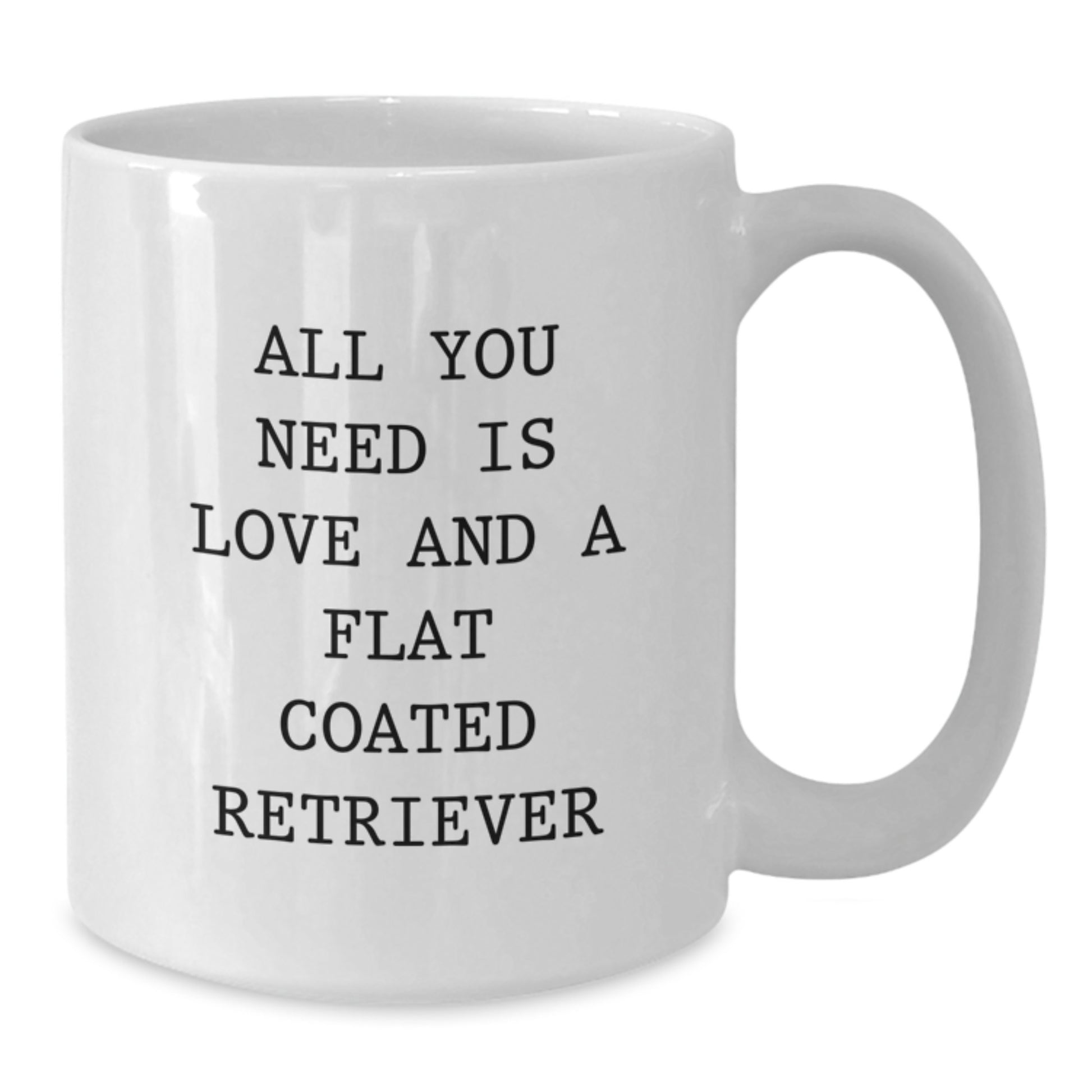 Flat Coated Retriever Dog Lover Gifts from Friends, Family for Christmas Unique Mugs - White Coffee Mug - All You Need Is Love And A Flat Coated Retriever - Additional