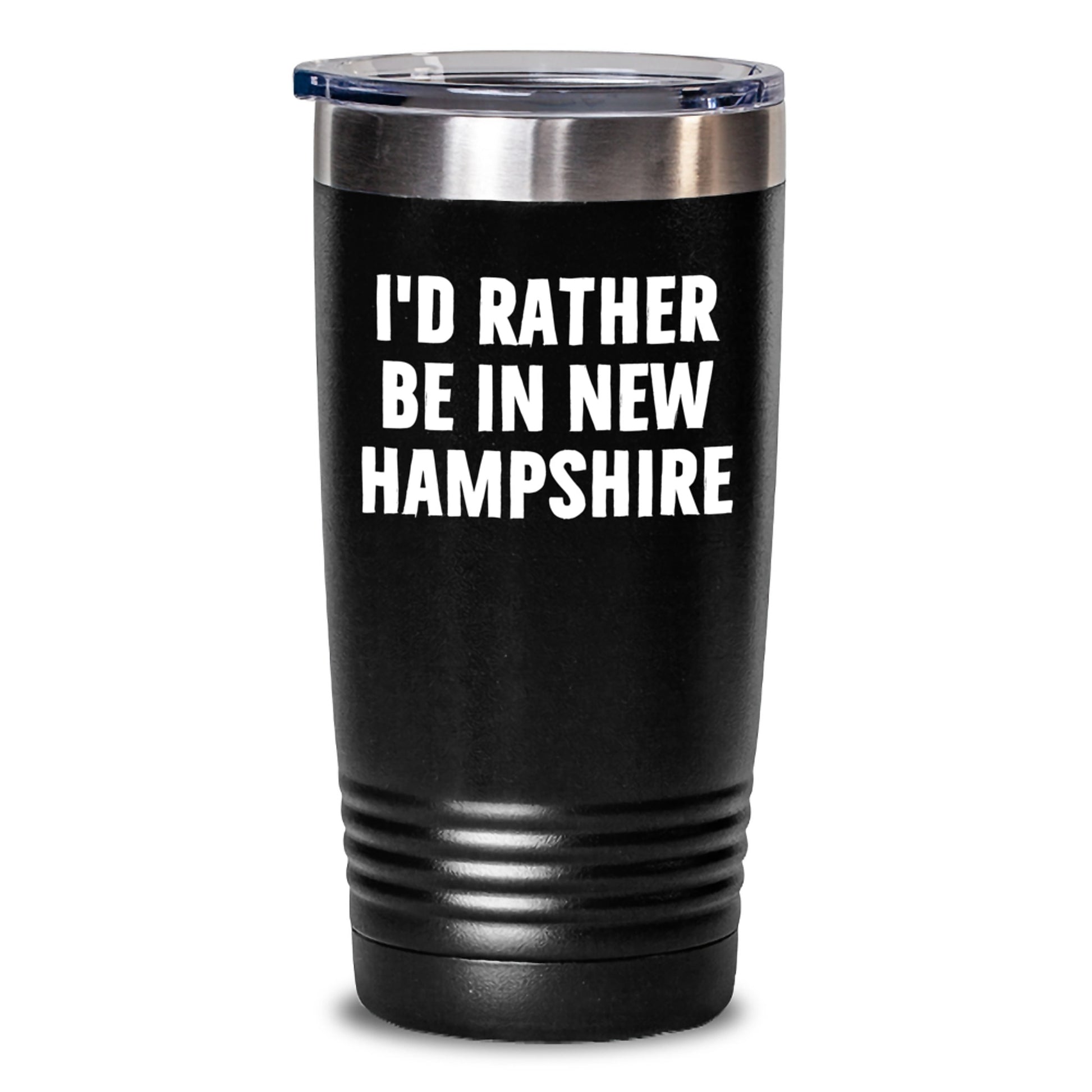 Gifts from Men, Women, or Friends - 'I'd Rather Be In New Hampshire' Funny Tumbler for New Hampshire Enthusiasts, Birthday Unique Gifts with 20oz or 30oz Capacity, Stainless Steel Tumbler with Lid - Main