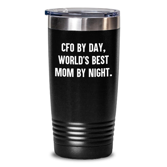 CFO Tumbler Gifts from Friends and Family, Funny Quote 'Cfo By Day, World's Best Mom By Night.' for CFO Valentine's Unique Gifts - Main