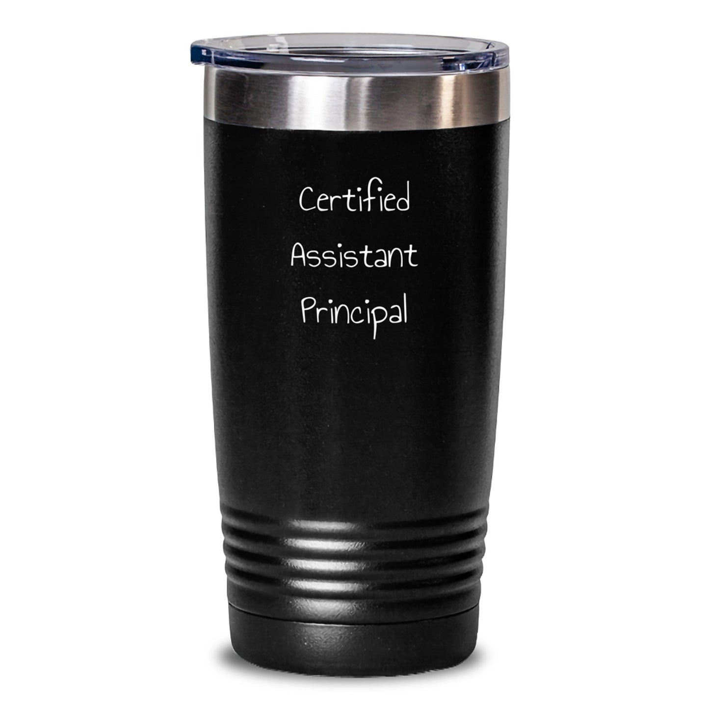Funny Certified Assistant Principal Graduation Gifts from Friends for Assistant Principal Men - 20oz or 30oz Black Stainless Steel Tumbler - Main