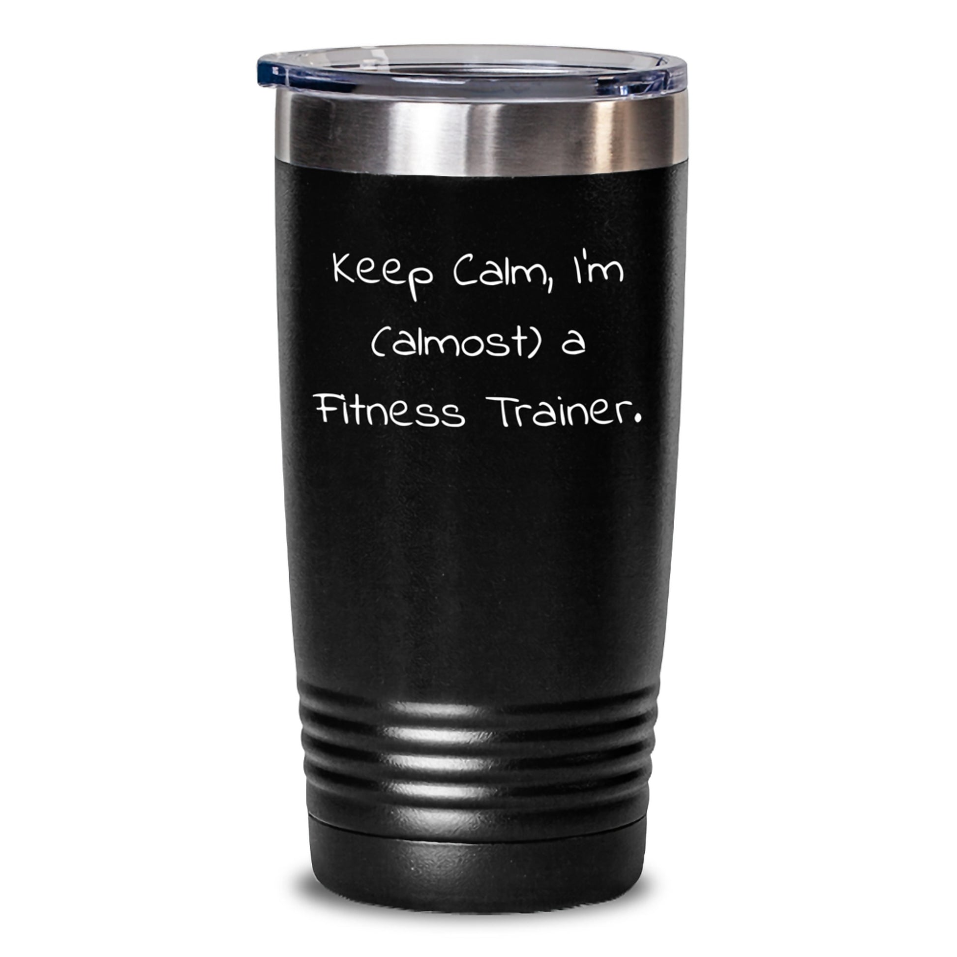 Funny Fitness Trainer Gifts for Friends, Tumbler Keeps Calm I'm (almost) A Fitness Trainer. Christmas Unique Gifts from Family - Main