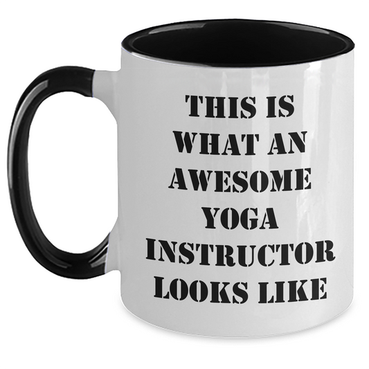 Yoga Instructor Gifts: Funny Quote Coffee Mug, Gifts from Friends to Awesome Yoga Instructors, Two Tone Mugs for Graduation, Inspirational Motivational - Main