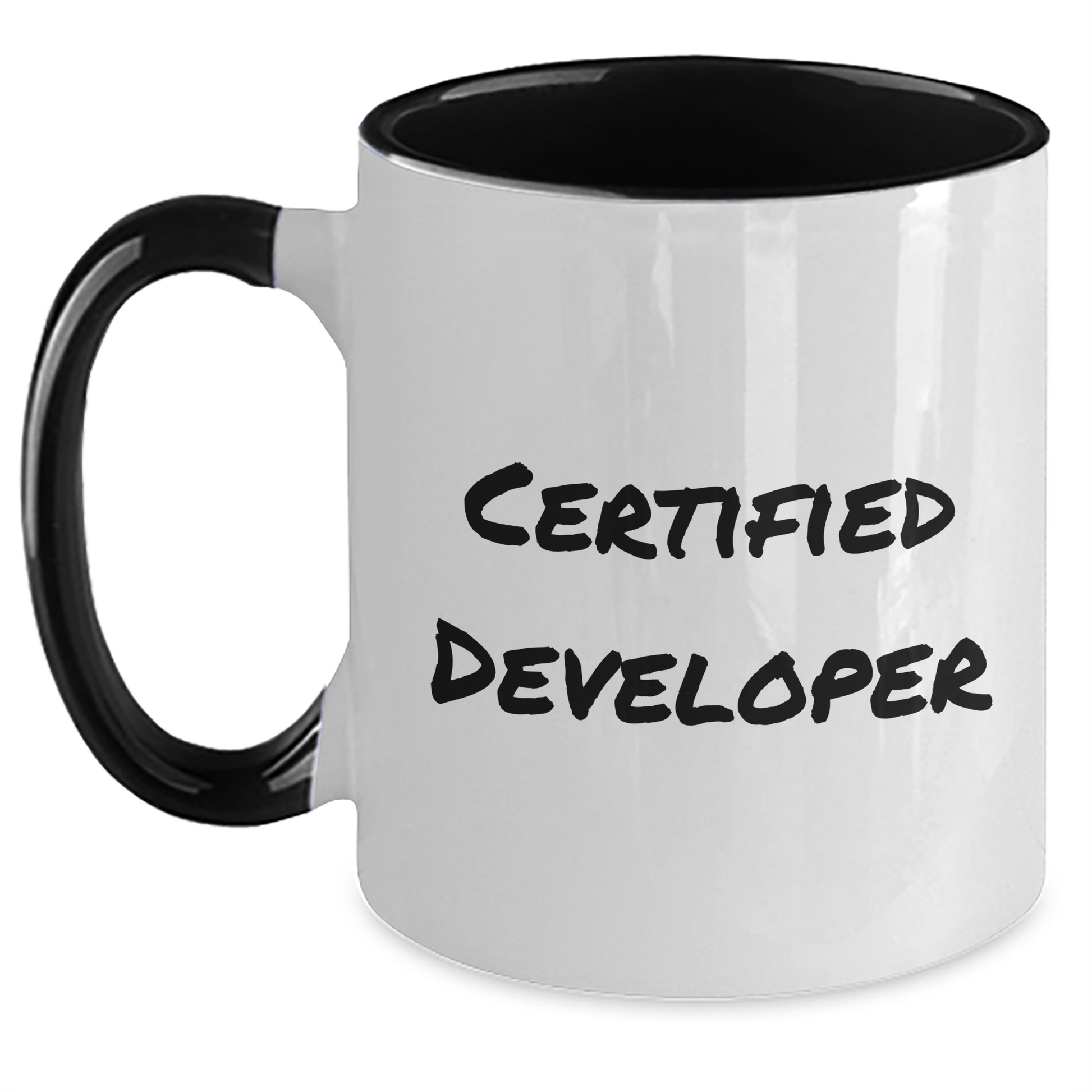 Funny Developer Gifts from Friends - Certified Developer Two Tone Coffee Mug for Graduation - Main