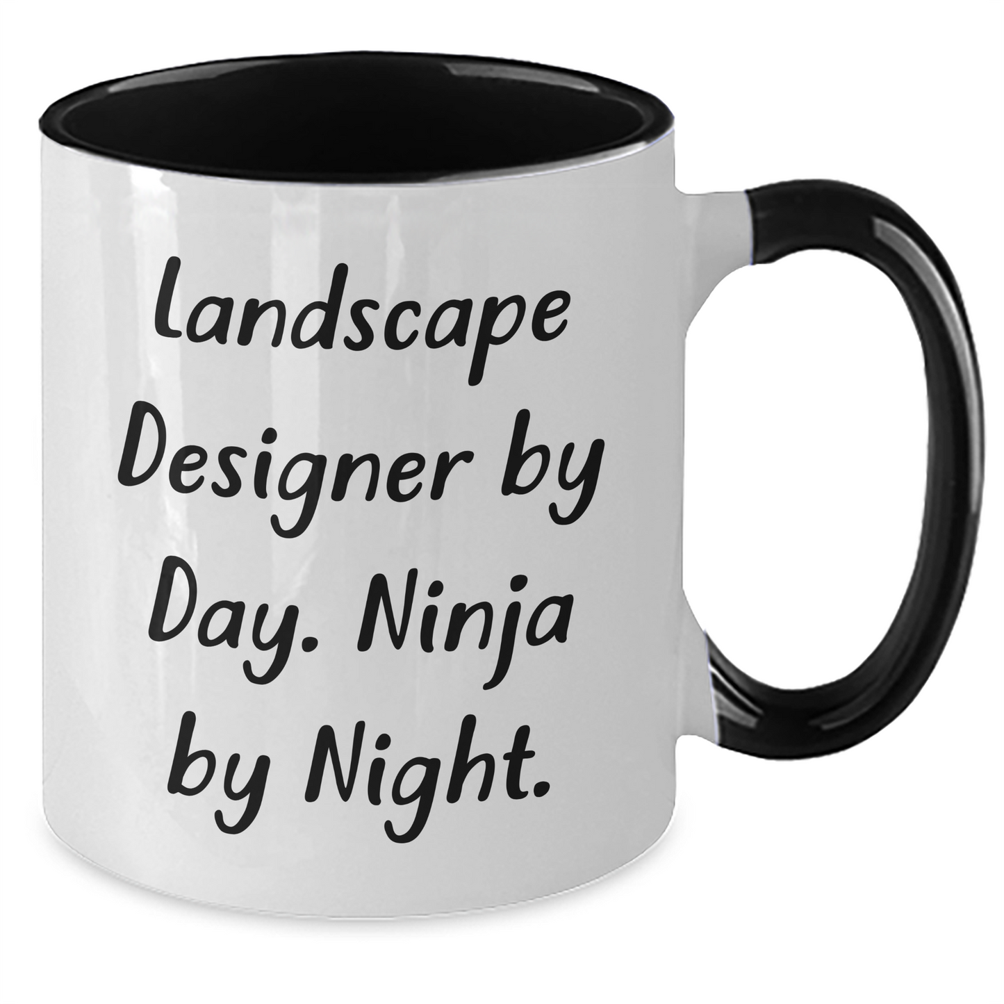Funny Landscape Designer Gifts from Men to Women for Graduation Unique Gifts - Landscape Designer By Day. Ninja By Night. Two Tone Coffee Mug - Additional