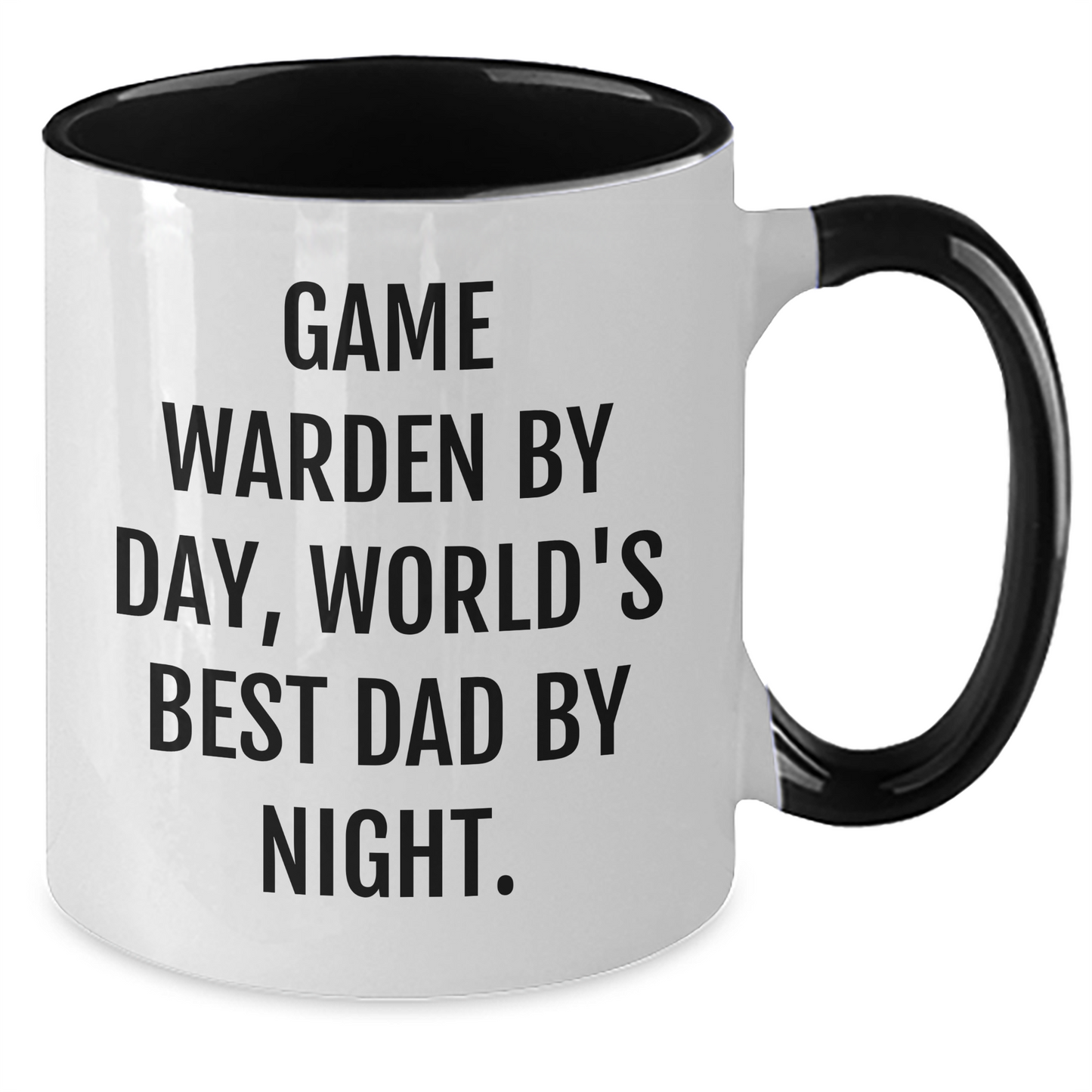 Game Warden Humor Two Tone Coffee Mug, Funny Quote by Day, World's Best Dad by Night, Graduation Gifts from Family, Friends, or Coworkers, Unique Gift for Game Warden, Men, or Women - Additional