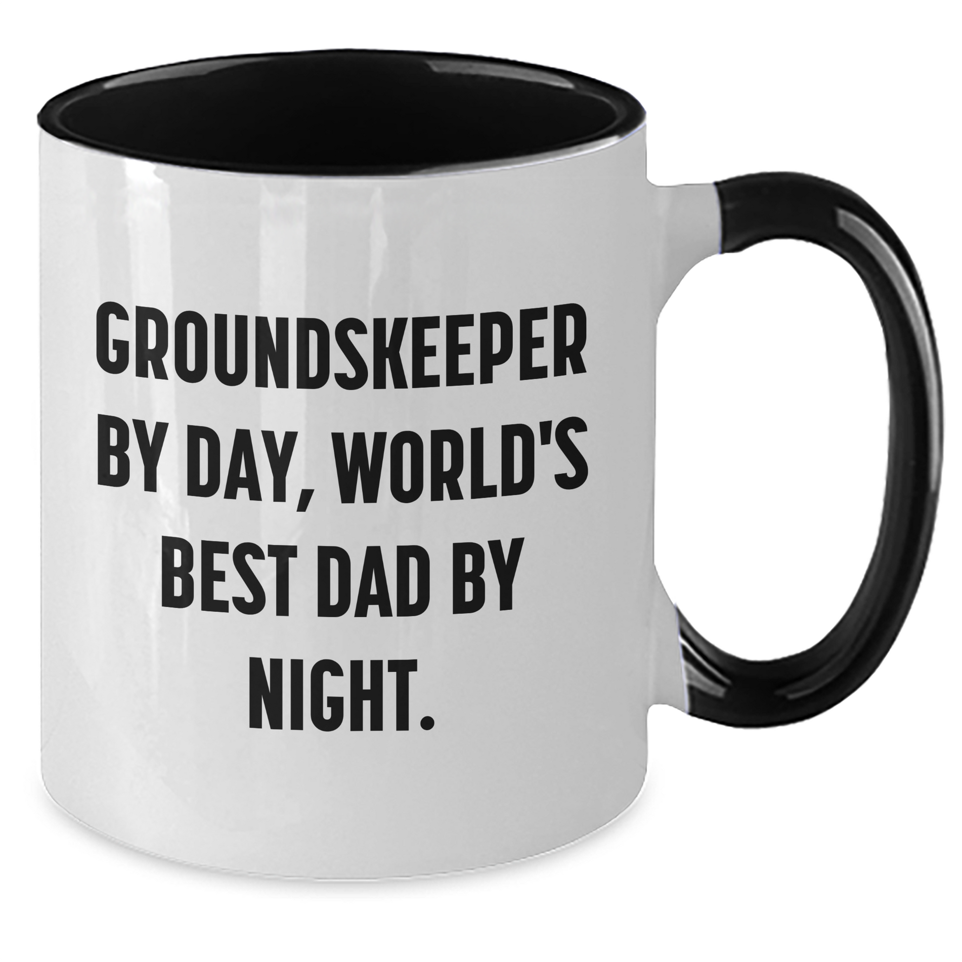 groundskeeper By Day, Funny Two Tone Coffee Mug Gifts from Men, Unique Graduation Gifts for groundskeepers, 'World's Best Dad By Night.' - Additional
