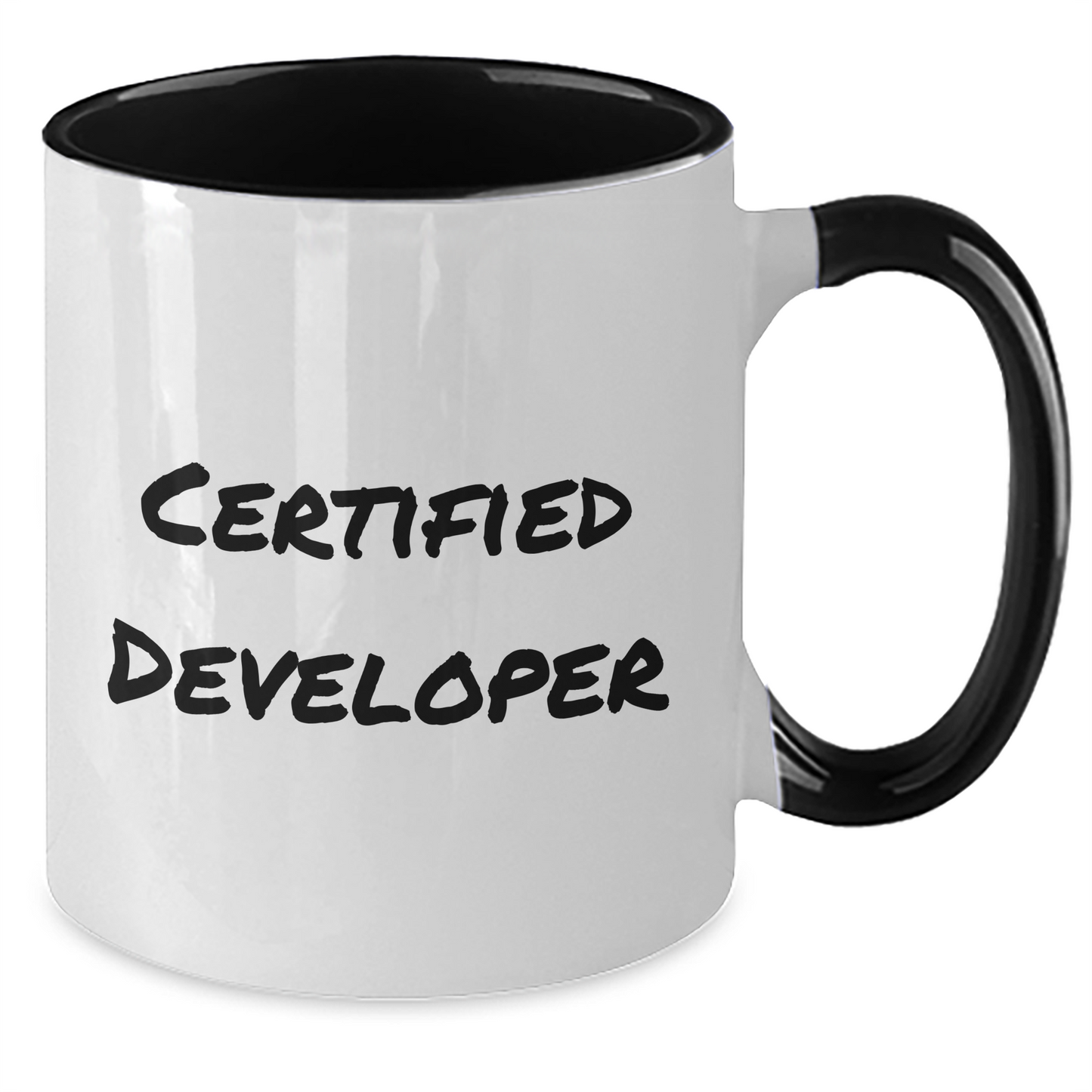 Funny Developer Gifts from Friends - Certified Developer Two Tone Coffee Mug for Graduation - Additional