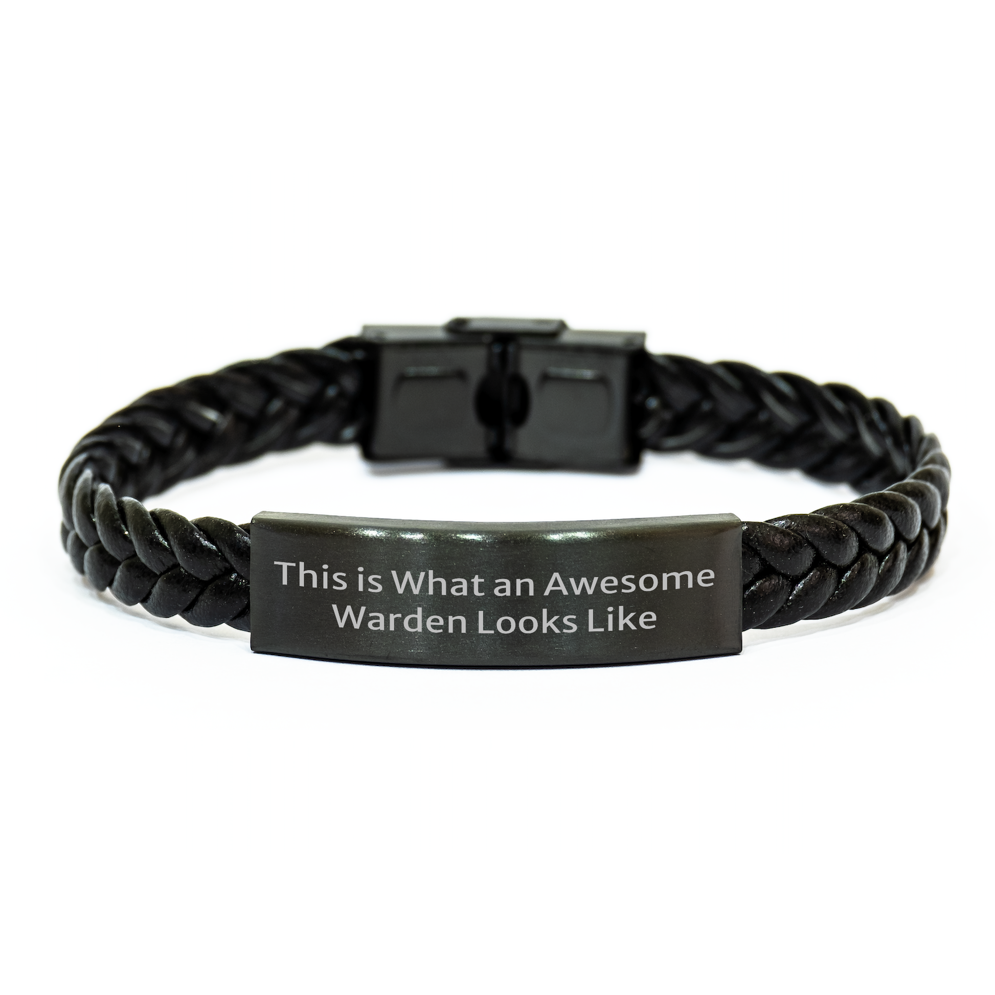 Warden Inspiration Gifts from Men to Men, This Is What An Awesome Warden Looks Like Interlaced Leather Bracelet for Graduation Unique Gifts - Image 1