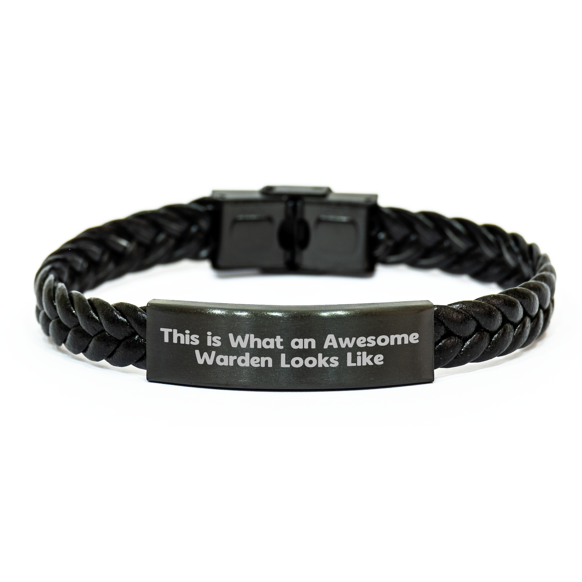 Inspirational Warden Gifts from Friends - Interlaced Leather Bracelet for Men, Women, Graduation, and More - This Is What An Awesome Warden Looks Like - Image 1