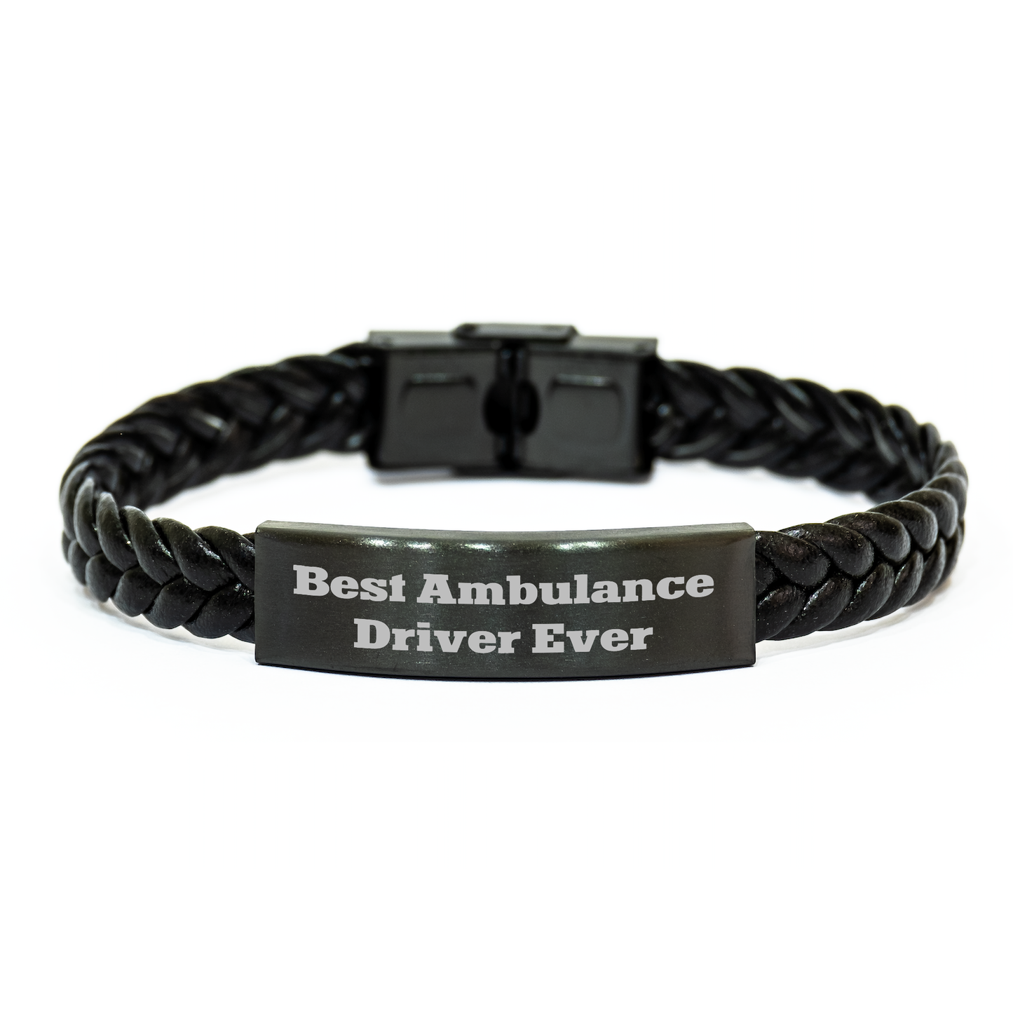 Ambulance Driver Gifts, Funny Quote Inspirational Interlaced Leather Bracelet, Gifts from Friends, Gifts for Ambulance Driver, Ambulance Driver Best Ever, Graduation Unique Gifts - Image 1