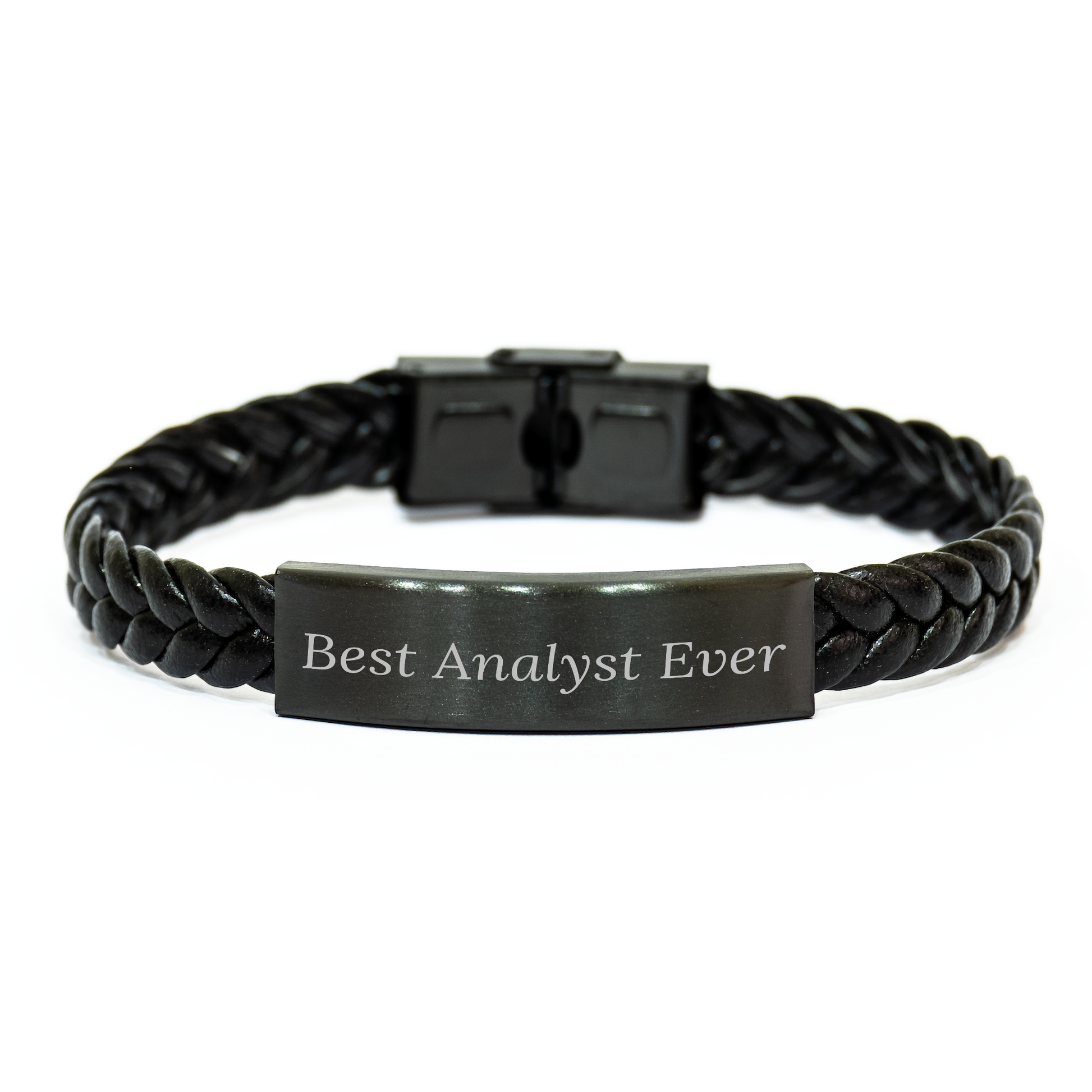 Funny Analyst Gifts, Best Analyst Ever Quote, Interlaced Leather Bracelet for Graduation, Gifts from Friends to Coworkers, Gifts for Analyst - Image 1
