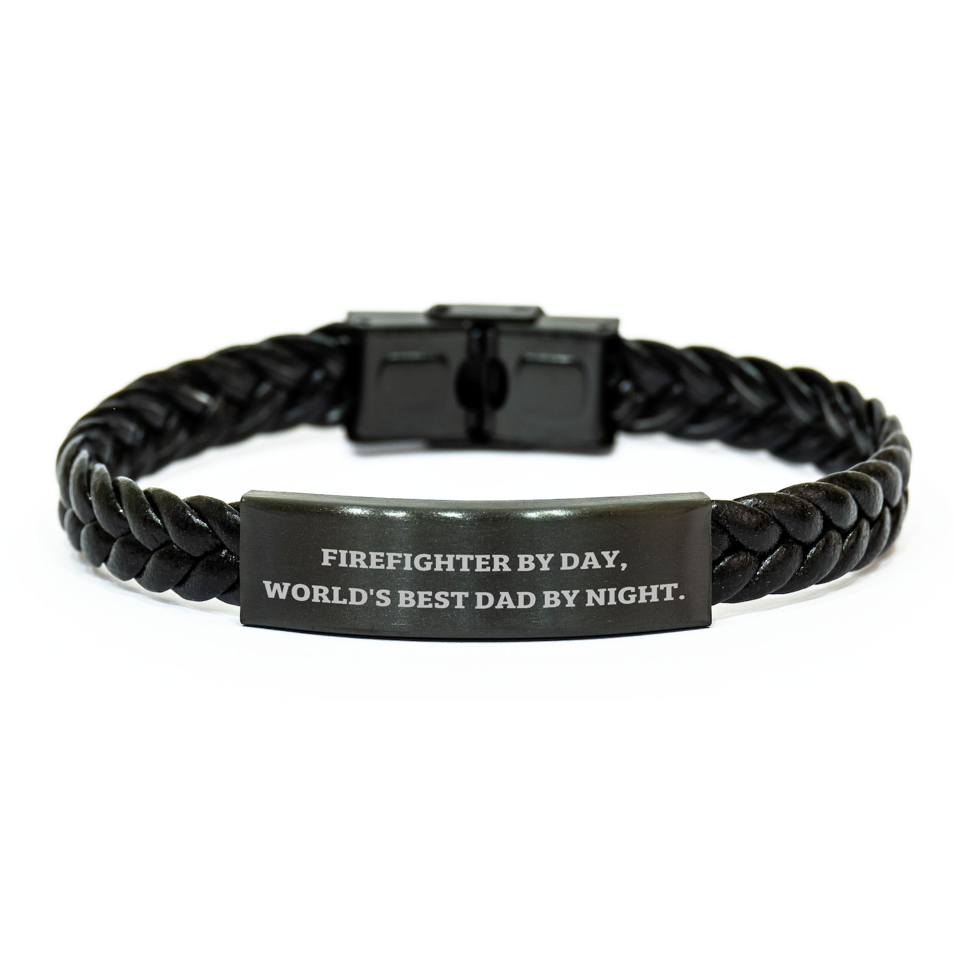 Firefighter By Day, Unique Gifts for Firefighter Friends and Family - Interlaced Leather Bracelet for Men and Women, Graduation Unique Gifts from Dads - Image 1