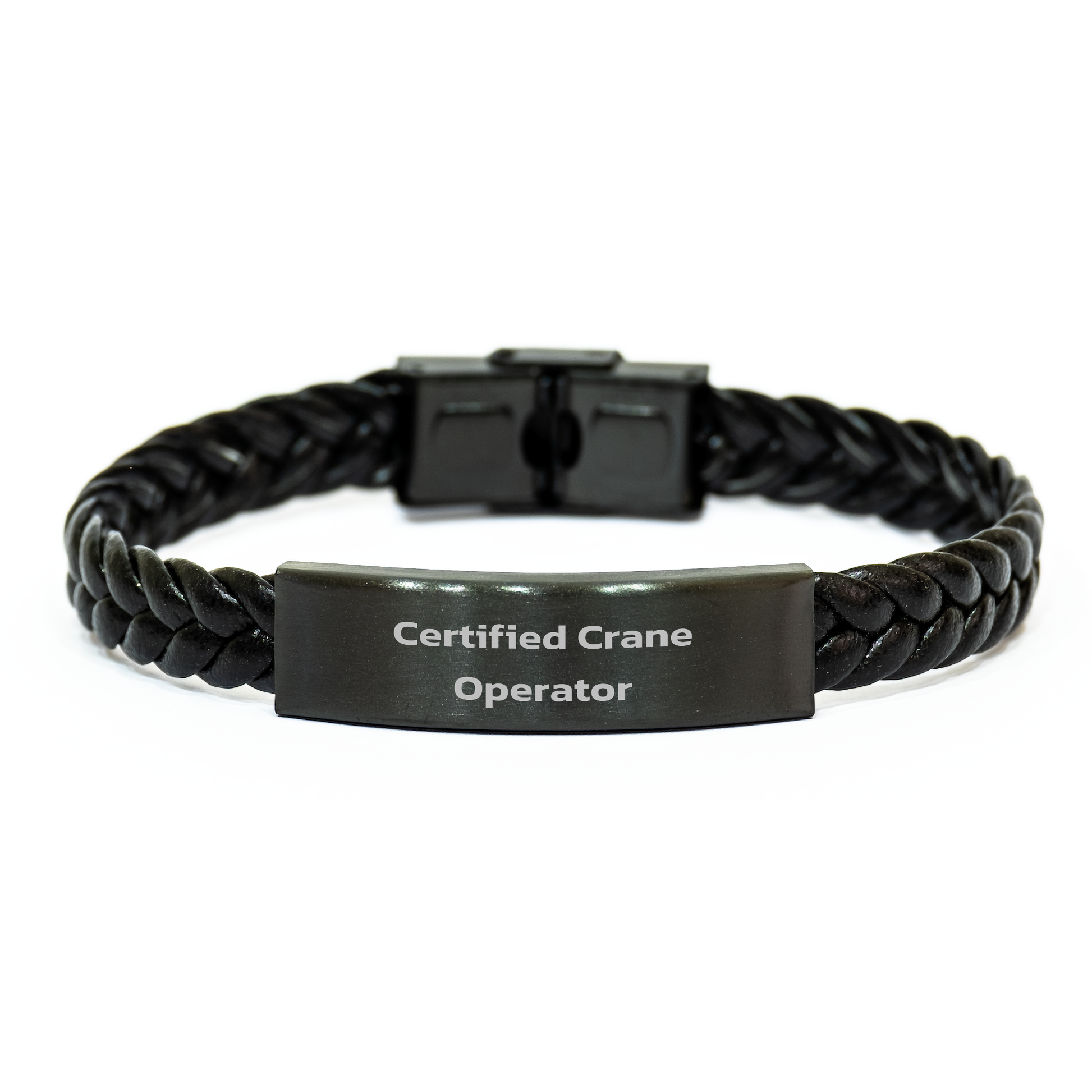 Certified Crane Operator Gifts, Inspirational Quote, Interlaced Leather Bracelet for Men, Unique Graduation Gifts from Friends, Gifts for Crane Operator - Image 1