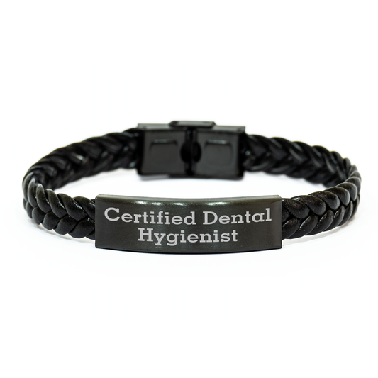 Funny Inspirational Gifts from Friends to Dental Hygienist Certified Interlaced Leather Bracelet Graduation Unique Gifts - Image 1