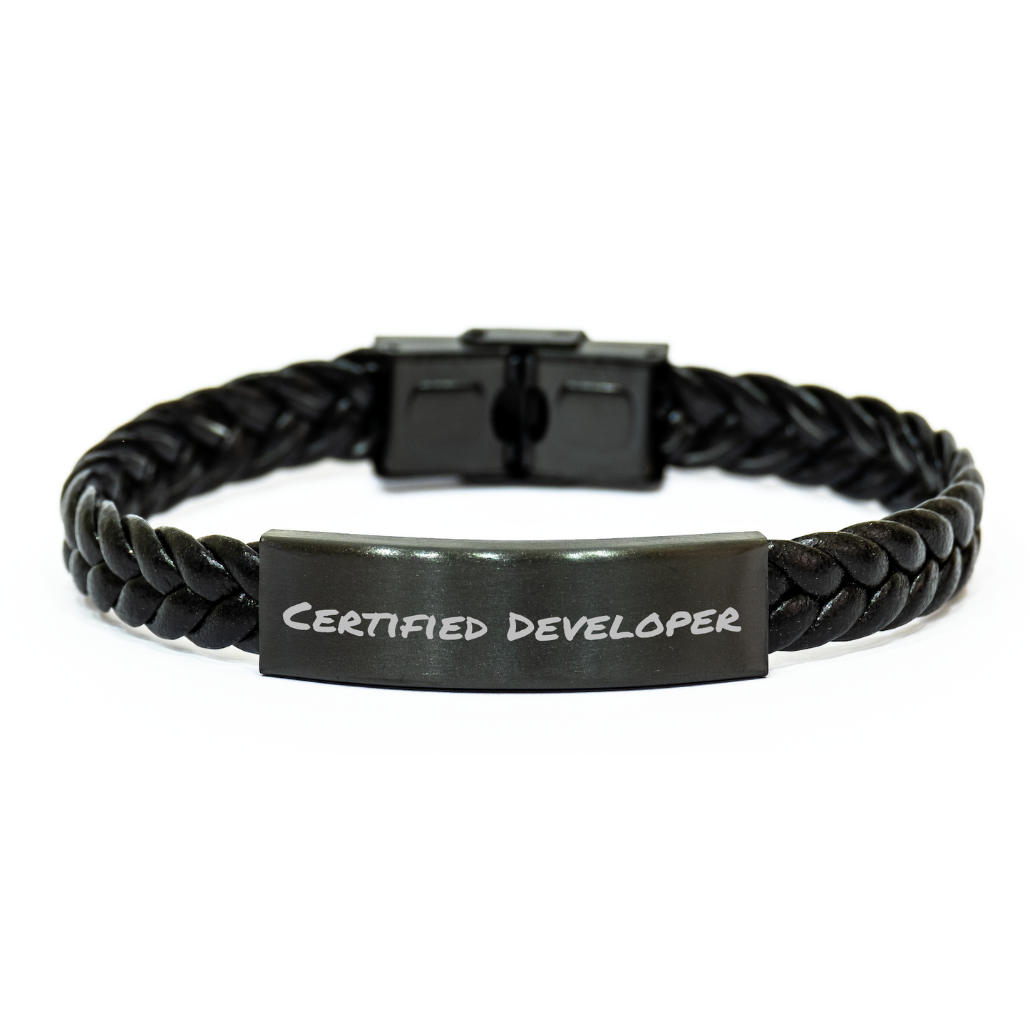 Inspirational Developer Certified Gifts from Friends Graduation Unique Interlaced Leather Bracelet for Men, Cute Quote: 'You're a-maze-ing!' - Image 1