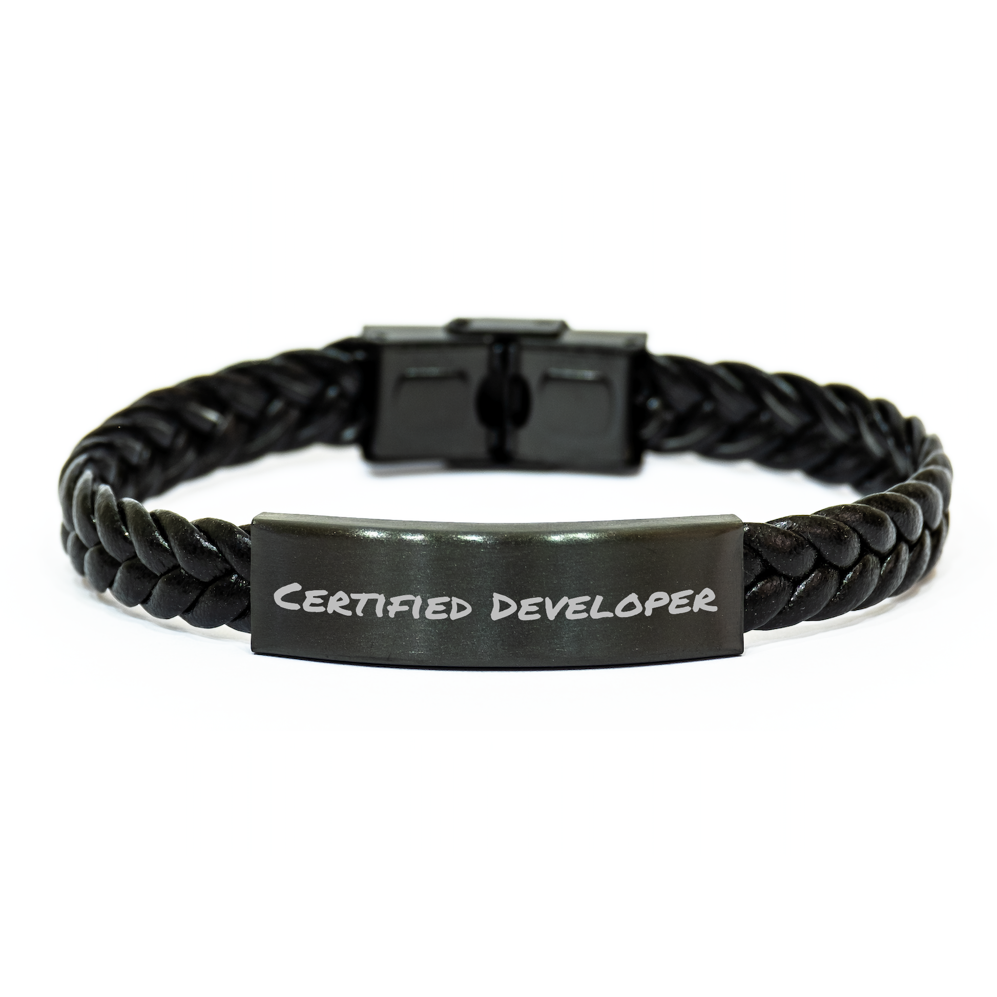 Inspirational Developer Certified Gifts from Friends Graduation Unique Interlaced Leather Bracelet for Men, Cute Quote: 'You're a-maze-ing!' - Image 1
