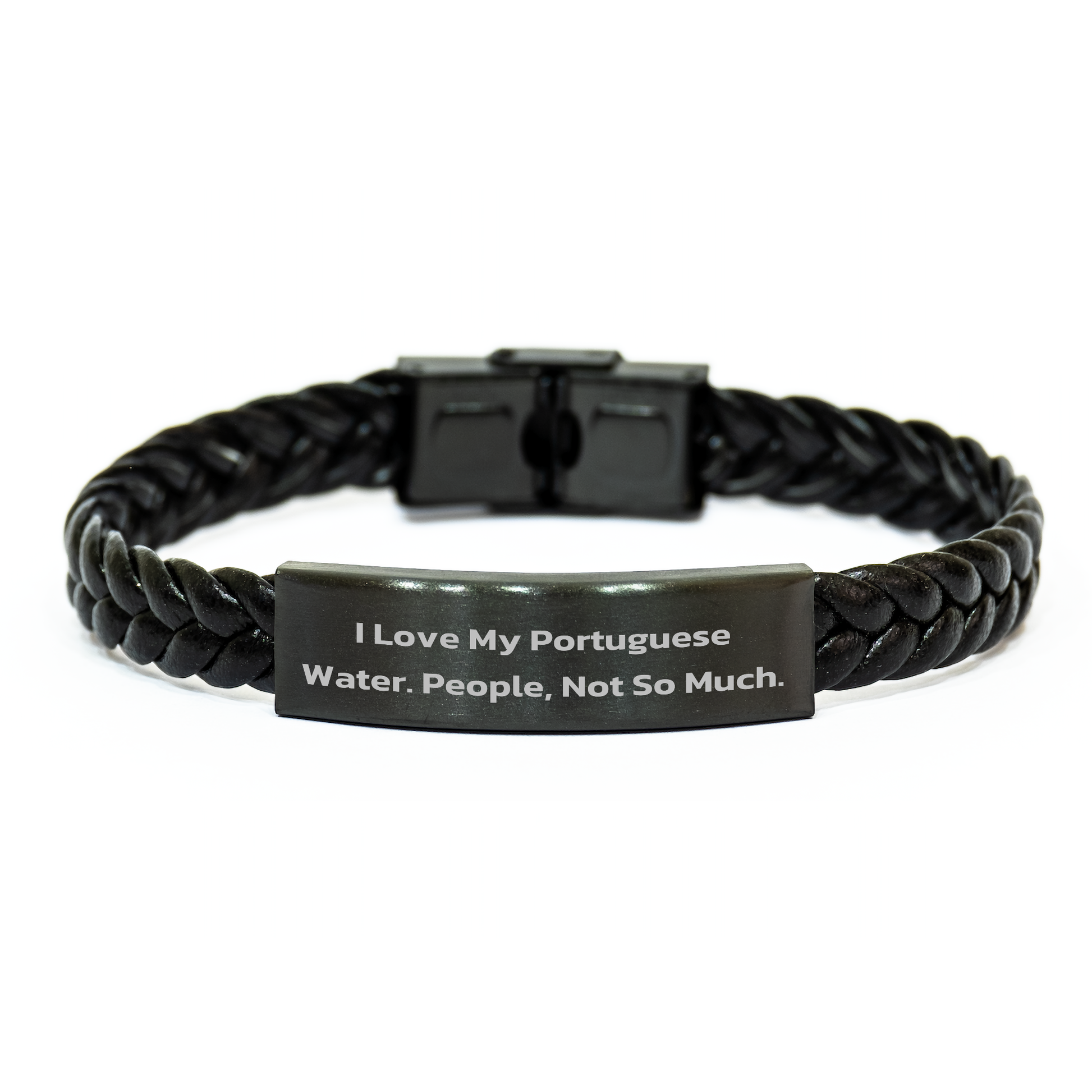 Portuguese Water Dog Lovers' Funny Gift, Interlaced Leather Bracelet for Graduation, Gifts from Family to Portuguese Water Dog, Unique Men's Accessories - Image 1