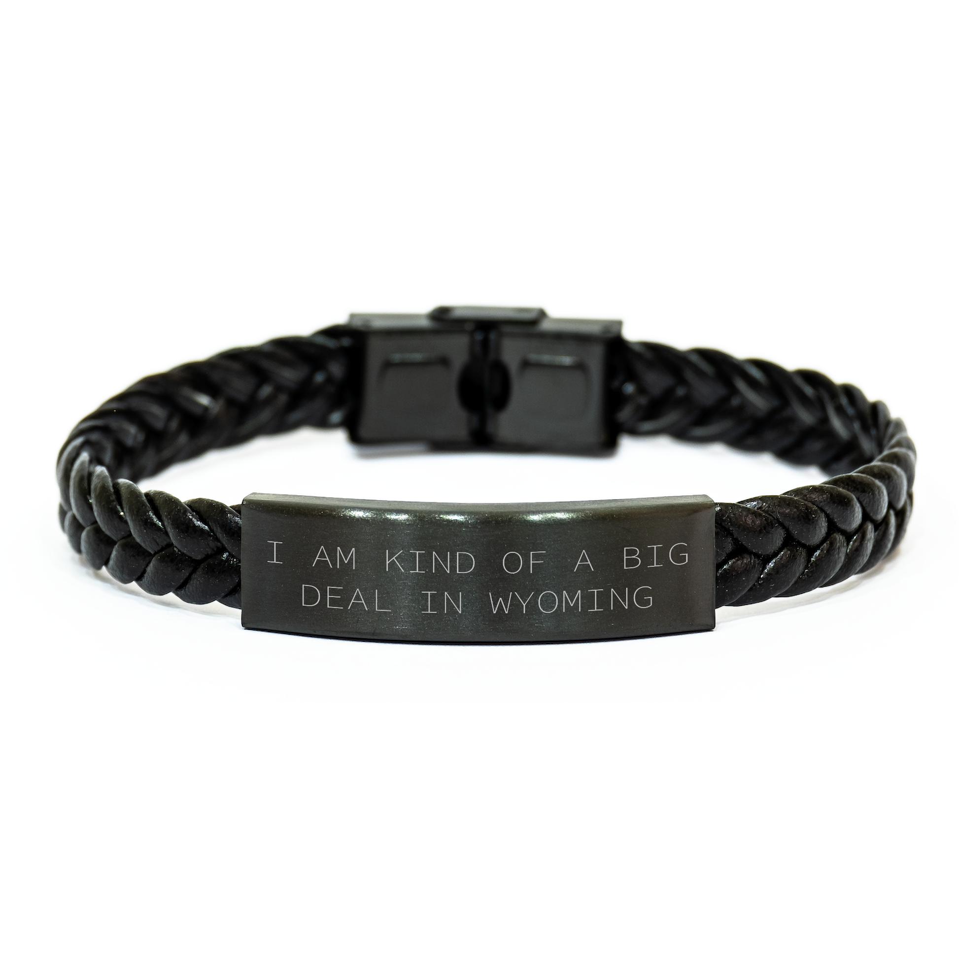 Funny Wyoming Gifts for Him or Her - Interlaced Leather Bracelet with 'I Am Kind Of A Prime Selection In Wyoming' Quote - Unique Graduation Gifts from Friends to Family - Image 1