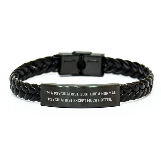 Psychiatrist Humor Gifts from Friends to Graduating Doctors - Interlaced Leather Bracelet - Image 1