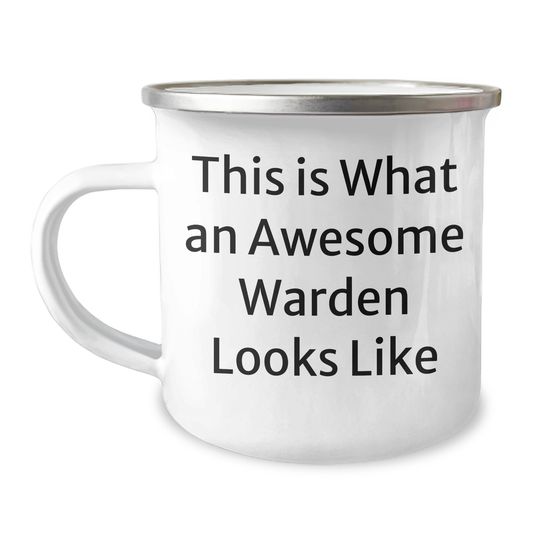Warden Graduation Gifts from Family - Funny Camping Mug for Men, This Is What An Awesome Warden Looks Like, 12 oz Stainless Steel with Enamel Finish - Image 1
