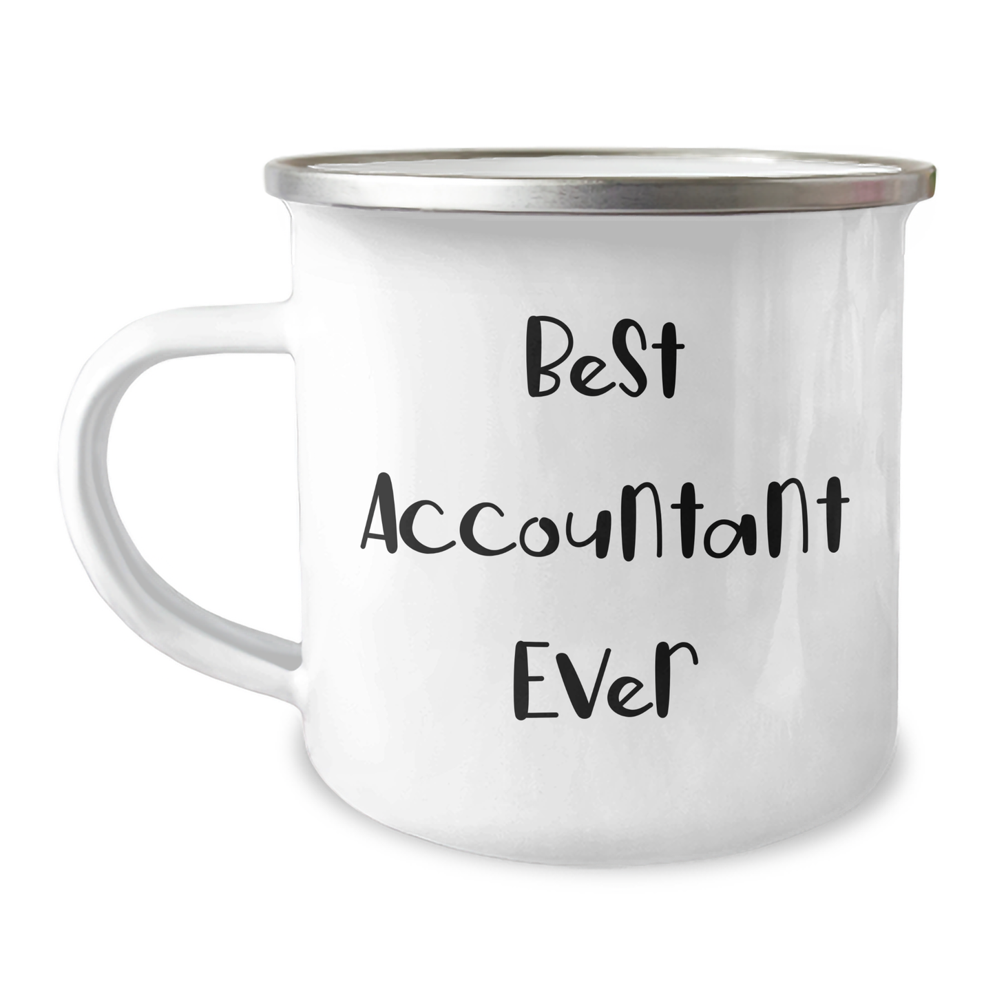 Funny Accountant Gifts from Friends, Best Accountant Ever Enamel Camping Mug for Graduation, 12 oz Stainless Steel, Hand Wash Recommended - Image 1