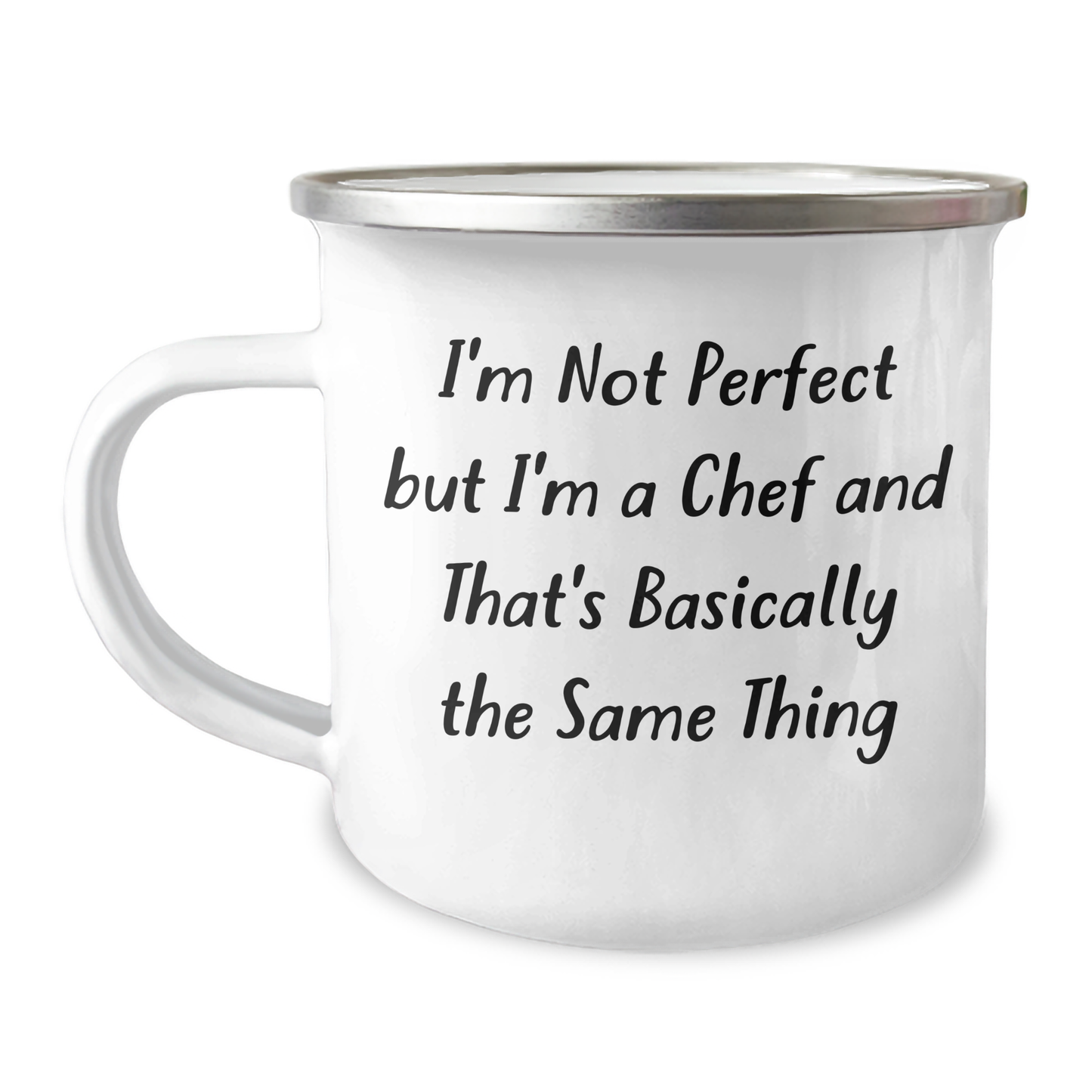 Funny Chef Gifts from Family for Men, Unique Camping Mug for Graduation, 'I'm Not Perfect But I'm A Chef And That's Basically The Same Thing' - Image 1