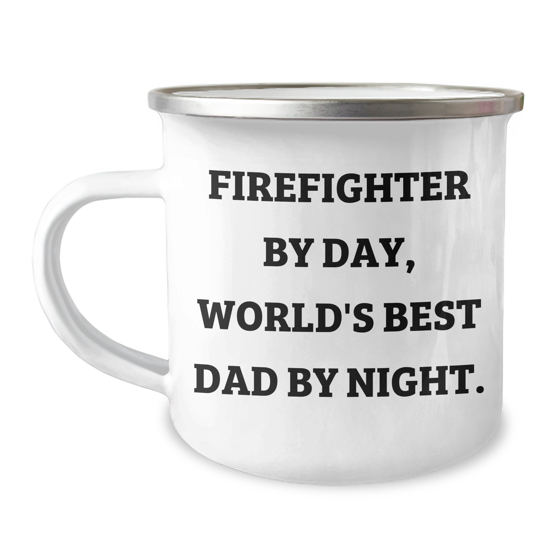 Gifts from Family, Firefighter's Best Dad at Night, Funny Camping Mugs for Graduation, Firefighter Gifts with Enamel Finish - Image 1