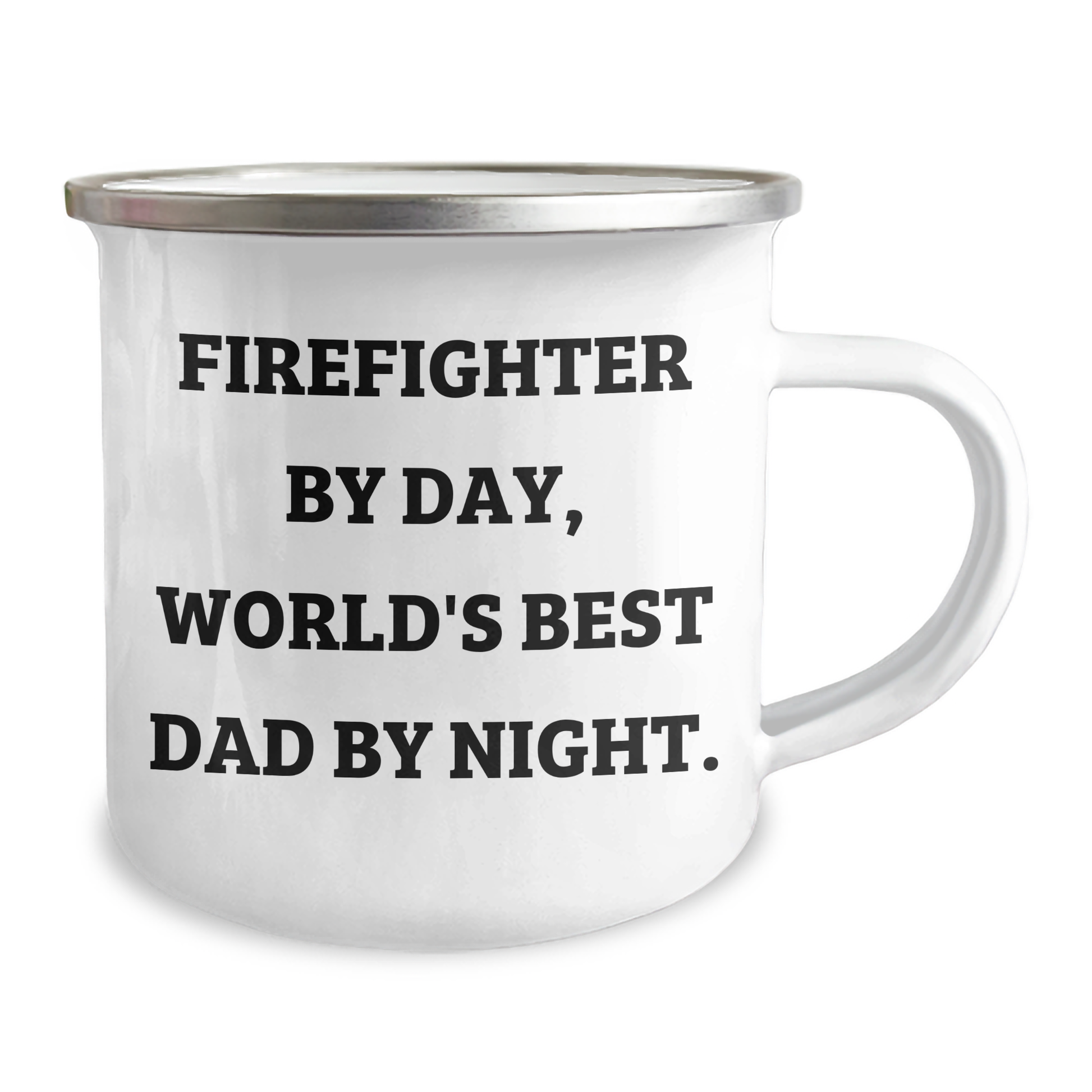 Gifts from Family, Firefighter's Best Dad at Night, Funny Camping Mugs for Graduation, Firefighter Gifts with Enamel Finish - Image 2
