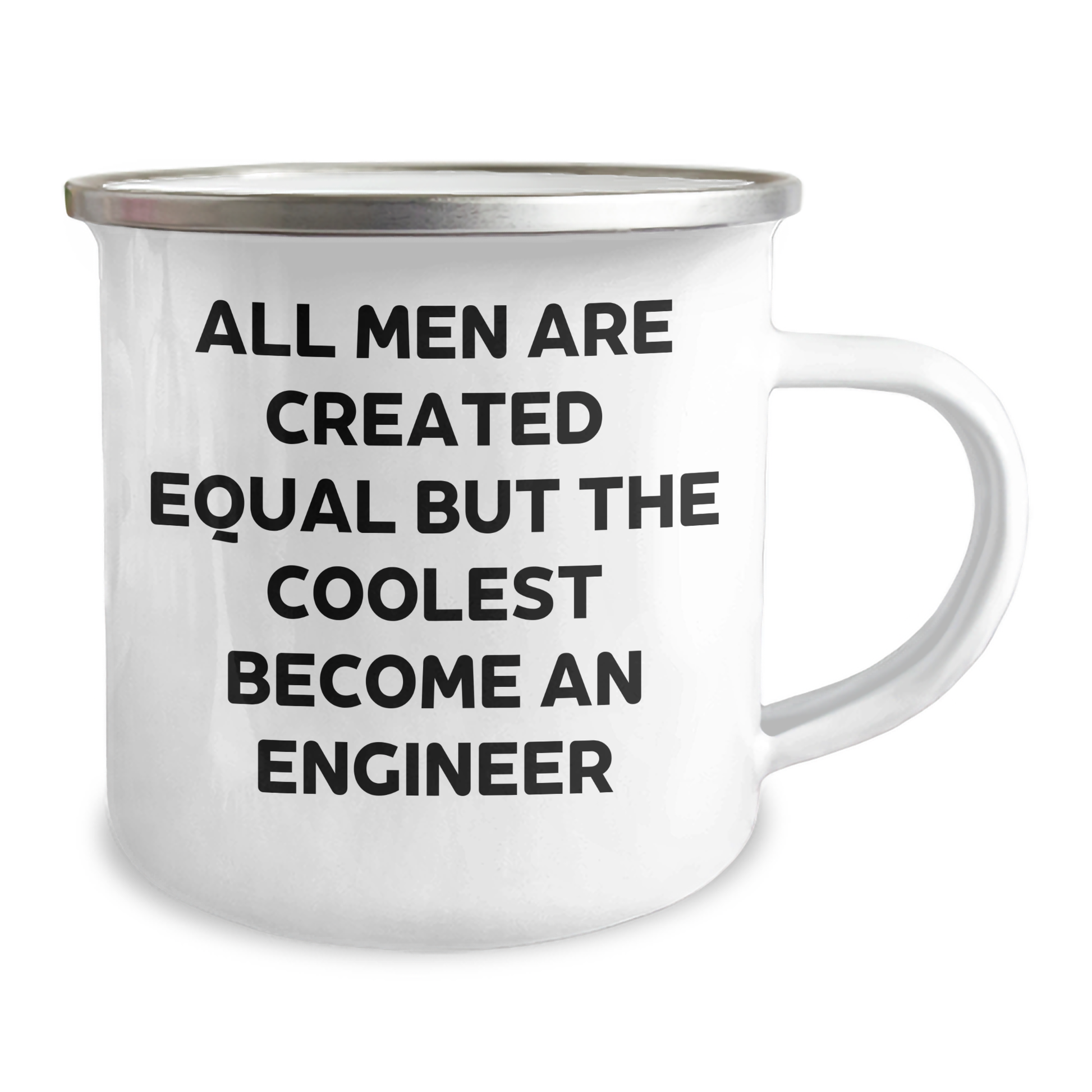 Funny Engineer Gifts for Men - 'All Men Are Created Equal But The Coolest Become An Engineer' Camping Mug, 12 oz, Stainless Steel with Enamel Finish, Ideal Gifts from Friends for Graduation - Image 2