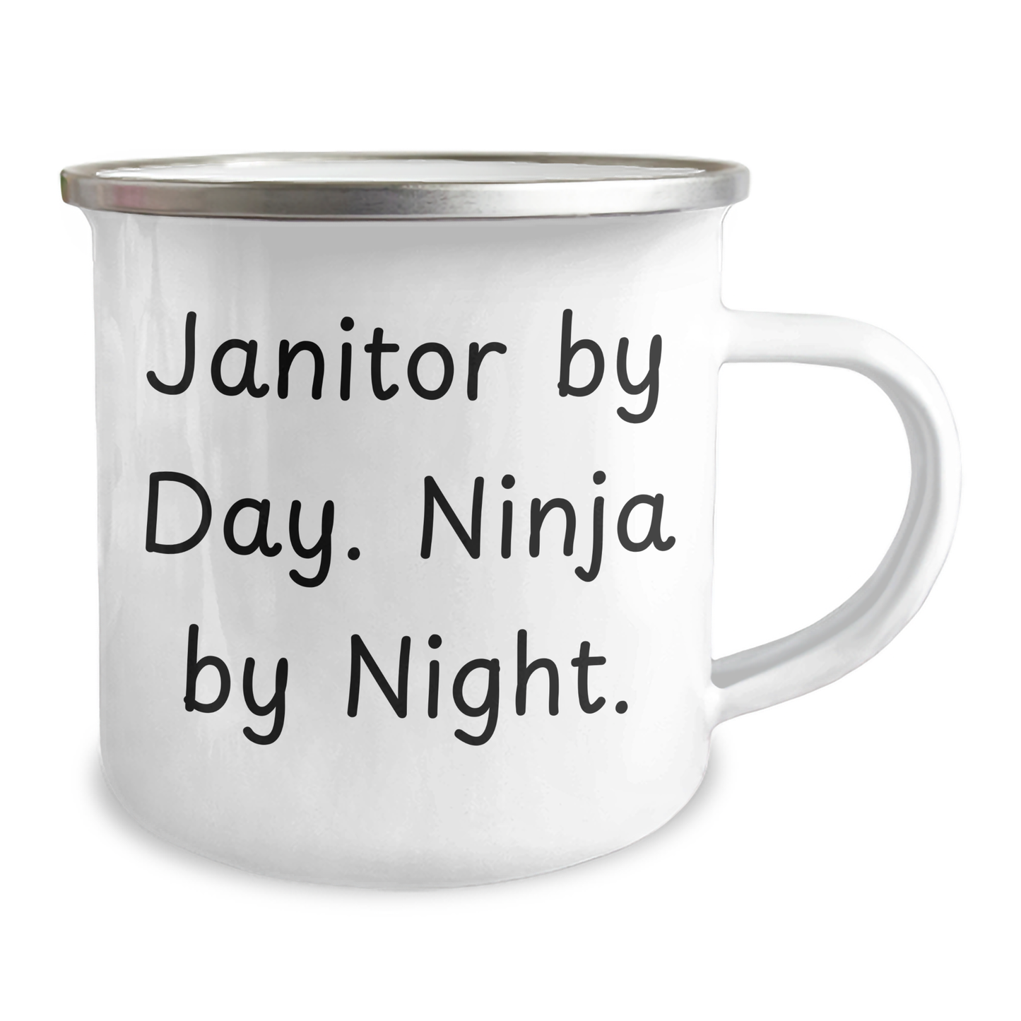 Janitor Gifts for Men Graduation Celebration, Funny Quote 'Janitor By Day. Ninja By Night.' - 12 oz Stainless Steel Camping Mug - Image 2