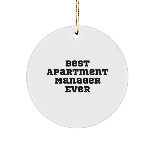 Gifts from Friends for Best Apartment Manager Ever White Circle Ornament, 'Funny' Quote, Inspirational Christmas Decoration - Image 1
