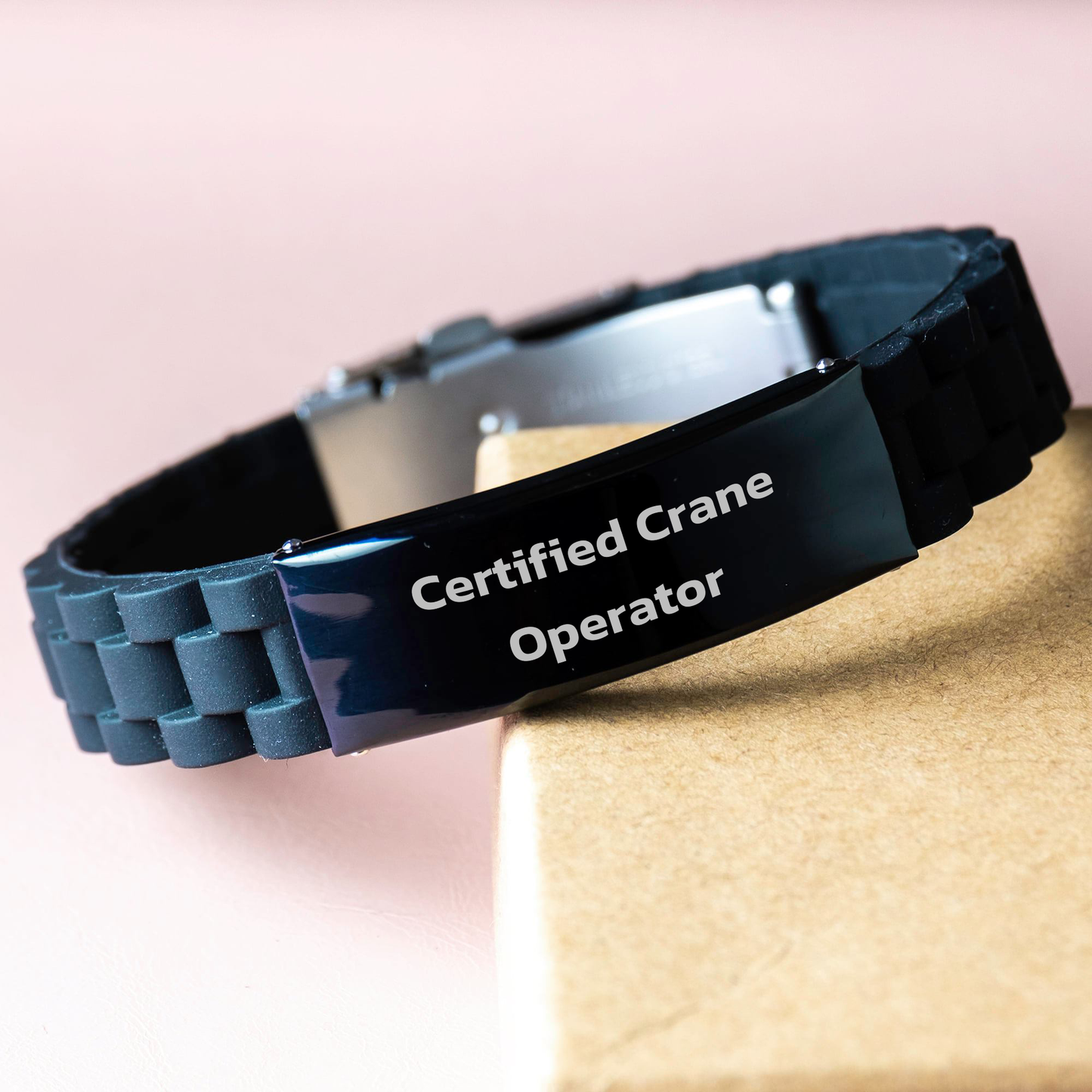 Funny Quote Certified Crane Operator Gifts for Men Graduation Unique Glide lock Clasp Bracelet from Family - Image 3