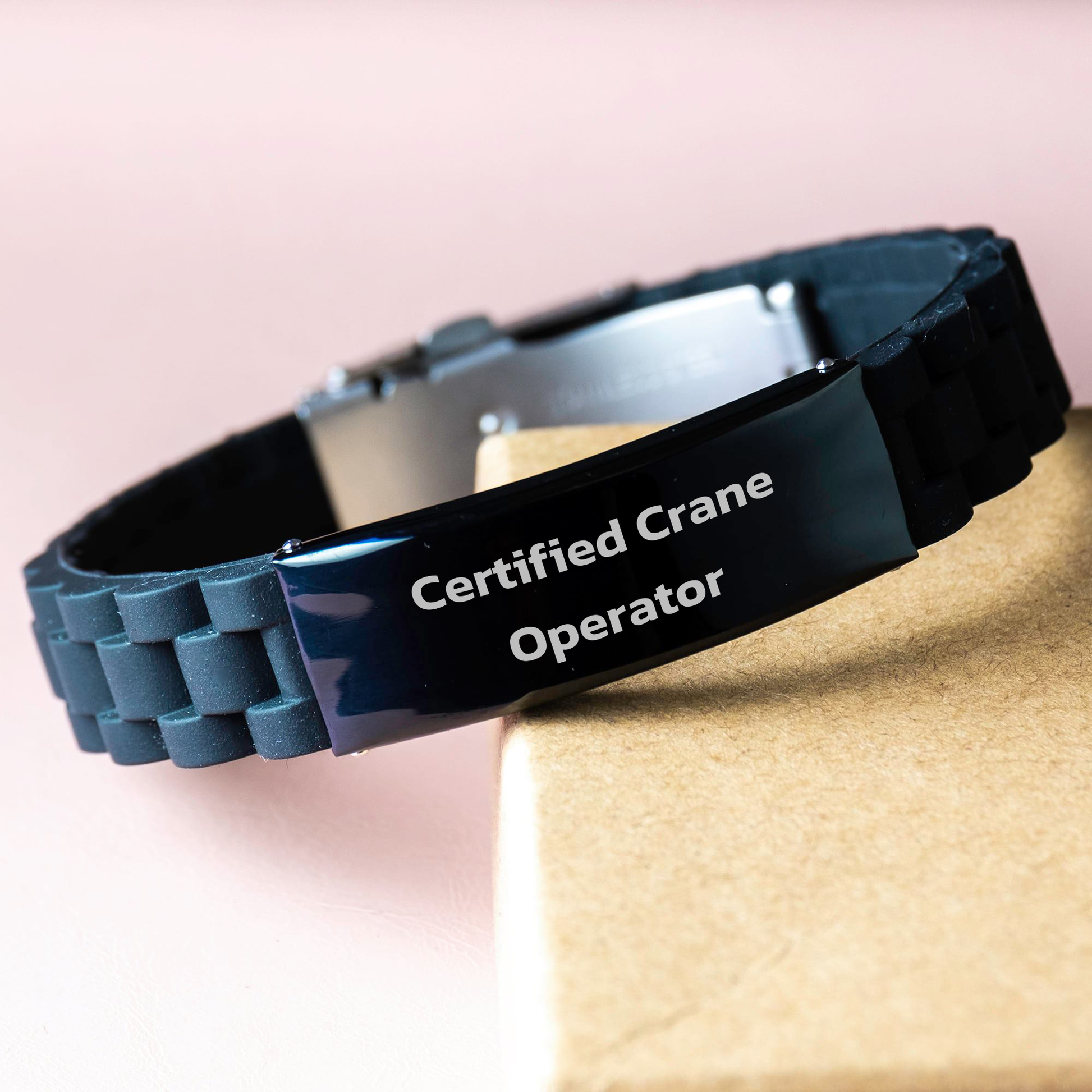 Funny Quote Certified Crane Operator Gifts for Men Graduation Unique Glide lock Clasp Bracelet from Family - Image 3