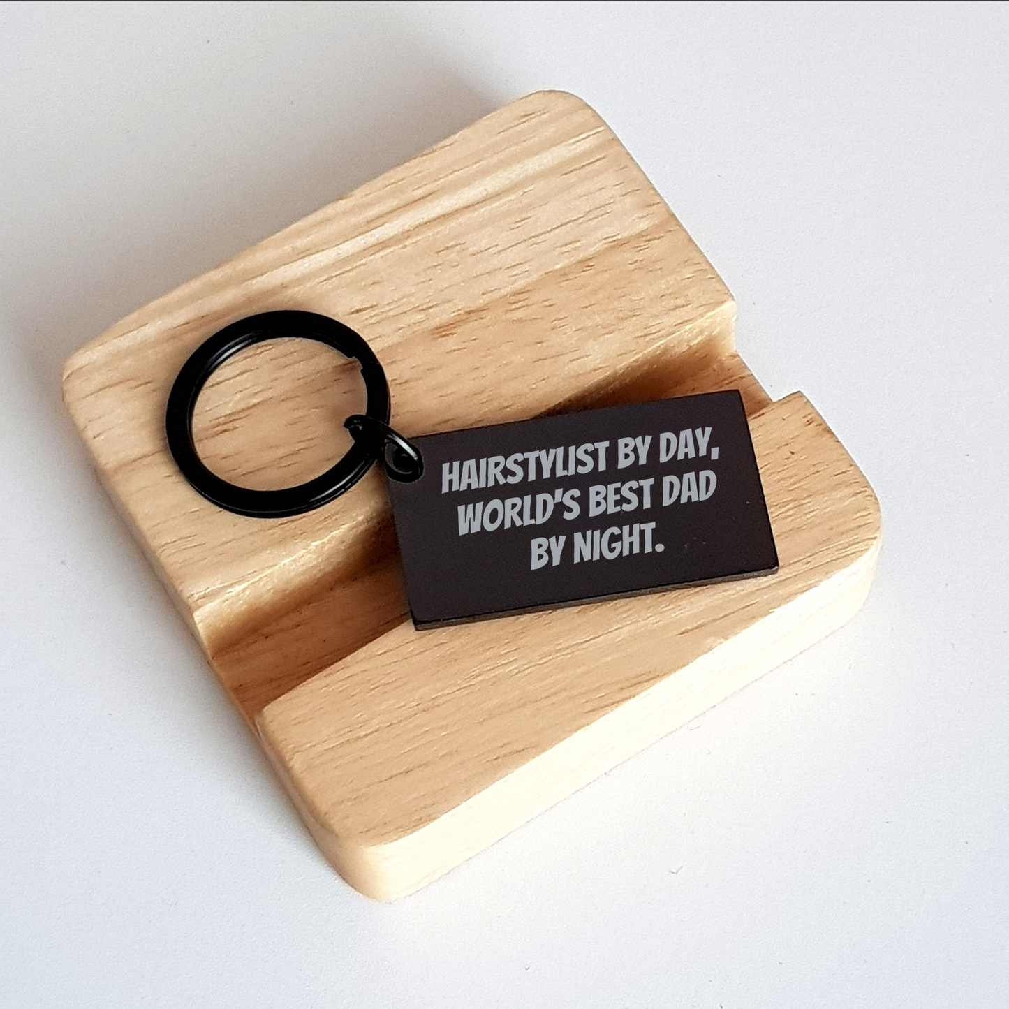 Hairstylist Keychain, Funny Quote, Graduation Gifts from Men to Hairstylist Friends, Engraved Stainless Steel Keyring - Image 2