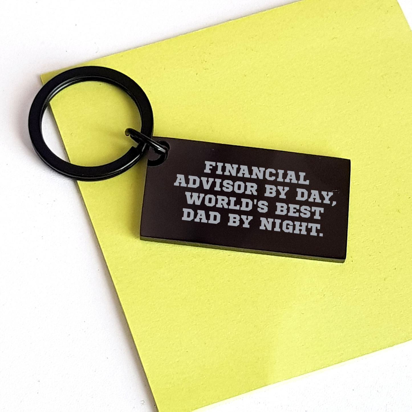 Financial Advisor Keychain Gifts from Dad to Celebrate Graduation, Funny Quote Inside - Black Stainless Steel Keychain for Financial Advisors, 'Financial Advisor By Day, World's Best Dad By Night.' - Image 3