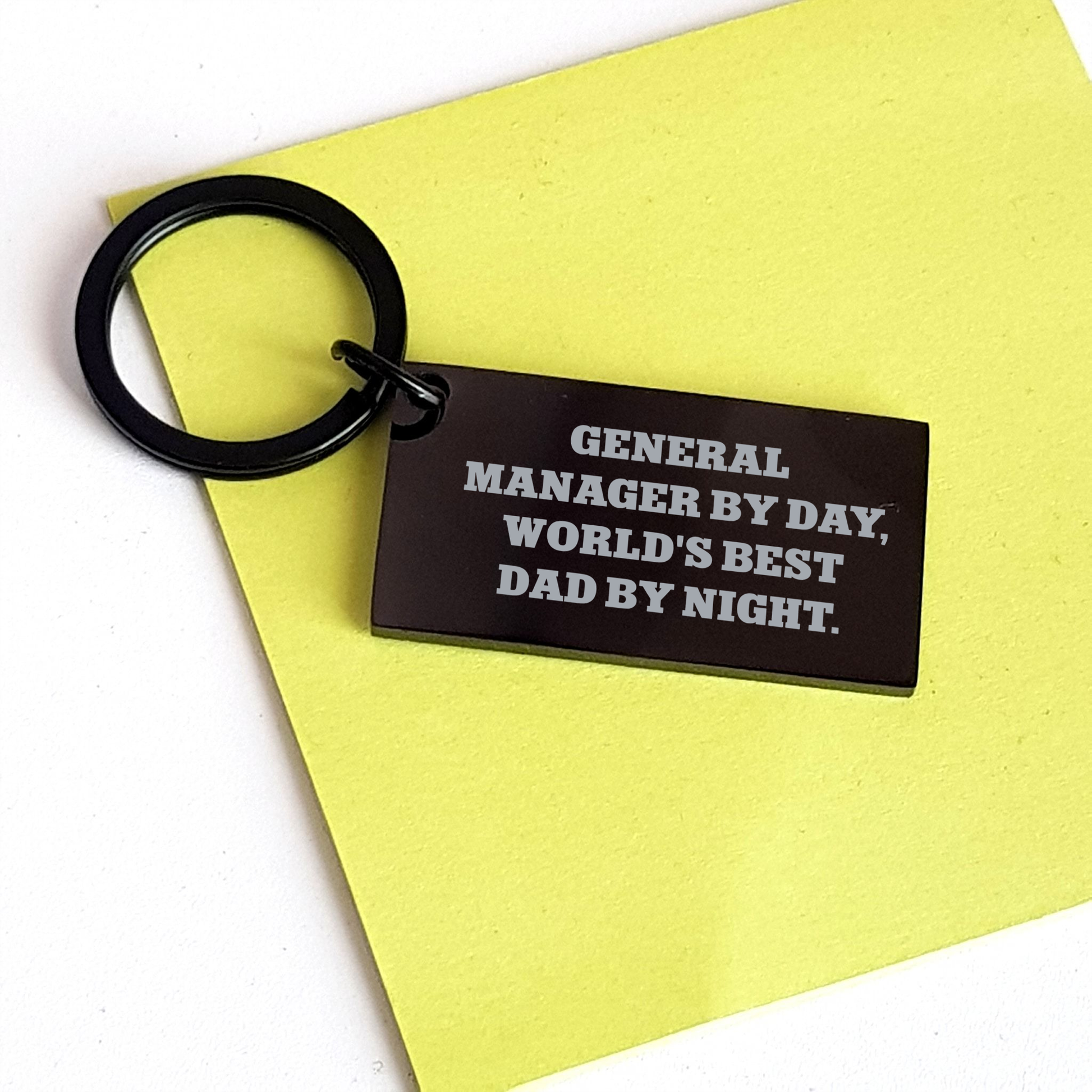 General Manager Keychain Gifts from Dad - Funny Quote 'By Day, World's Best Dad By Night.' for Graduation - Image 3