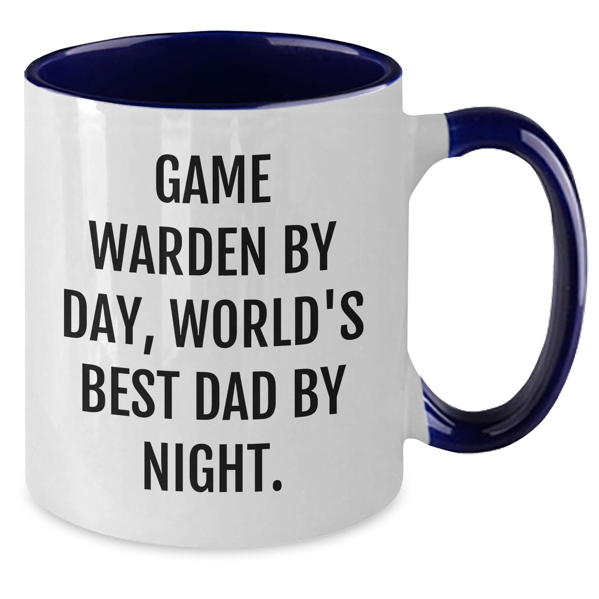 Game Warden Humor Two Tone Coffee Mug, Funny Quote by Day, World's Best Dad by Night, Graduation Gifts from Family, Friends, or Coworkers, Unique Gift for Game Warden, Men, or Women - Additional