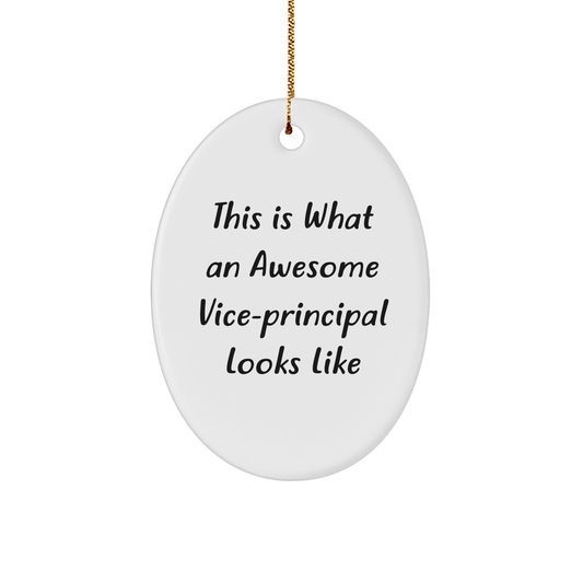 Funny Vice-principal Gifts from Friends for Christmas - Oval Ornament with 'This Is What An Awesome Vice-principal Looks Like' Quote, Perfect for Vice-principal's Office or Home Decor - Image 1