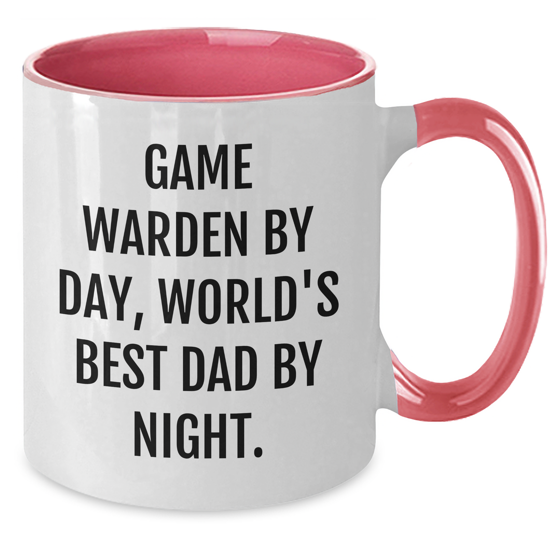 Game Warden Humor Two Tone Coffee Mug, Funny Quote by Day, World's Best Dad by Night, Graduation Gifts from Family, Friends, or Coworkers, Unique Gift for Game Warden, Men, or Women - Additional