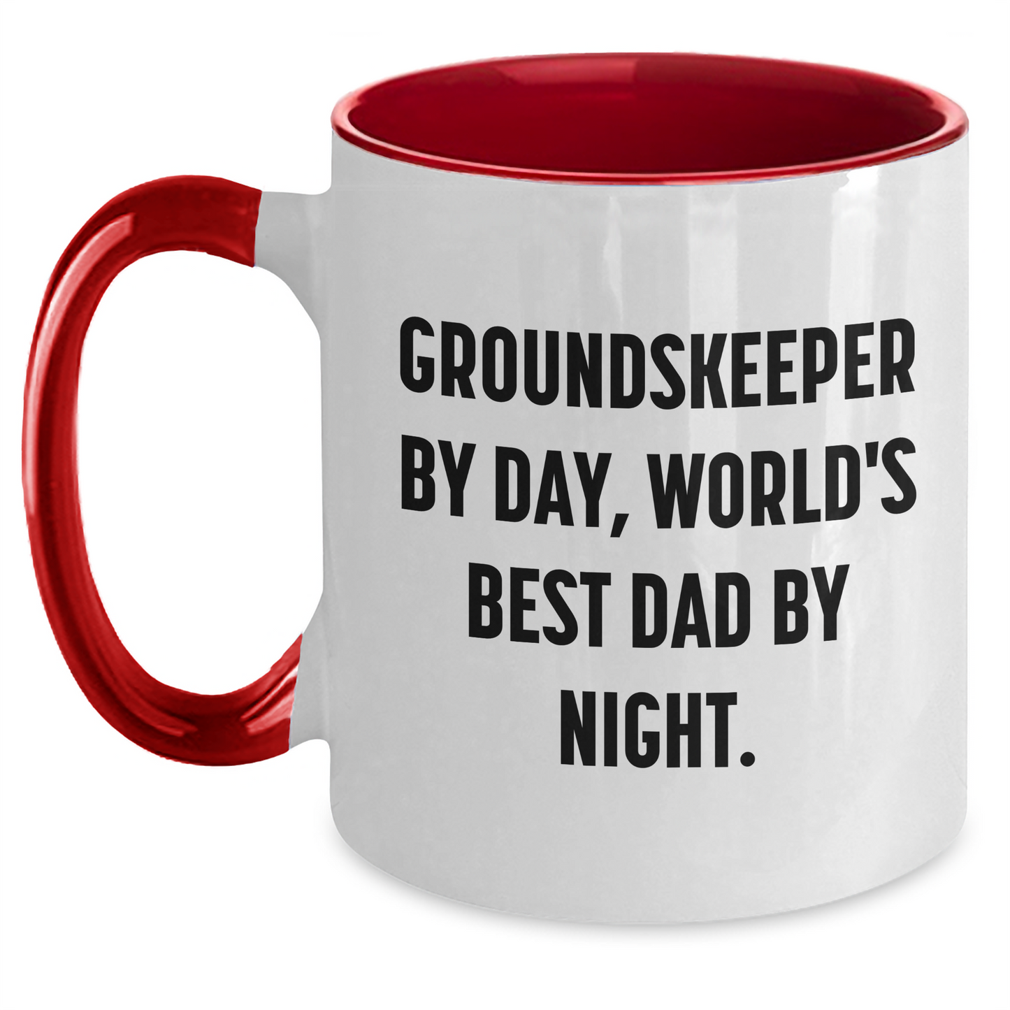 groundskeeper By Day, Funny Two Tone Coffee Mug Gifts from Men, Unique Graduation Gifts for groundskeepers, 'World's Best Dad By Night.' - Main