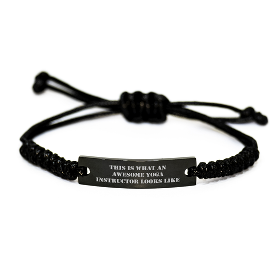 Yoga Instructor Gifts, Funny Quote Rope Bracelet, Adjustable Black Stainless Steel, Gifts from Friends for Yoga Instructor, Graduation Unique Gifts - Image 1