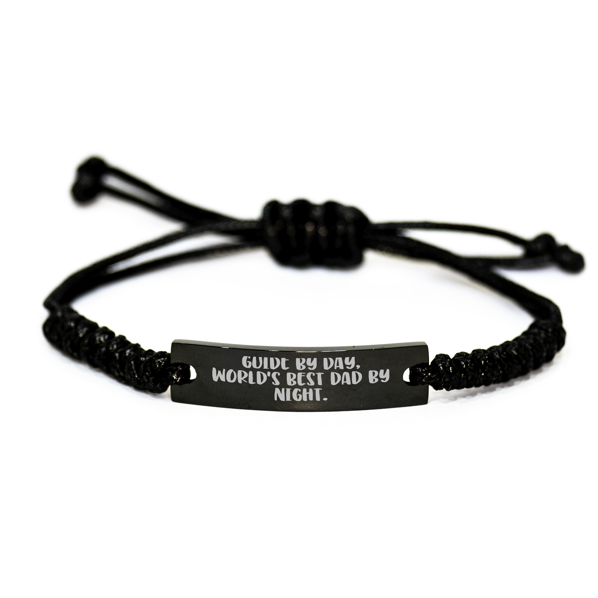 Guide by Day, World's Best Dad by Night Rope Graduation Gift for Men Friends Family - Adjustable Black Rope Bracelet - Image 1
