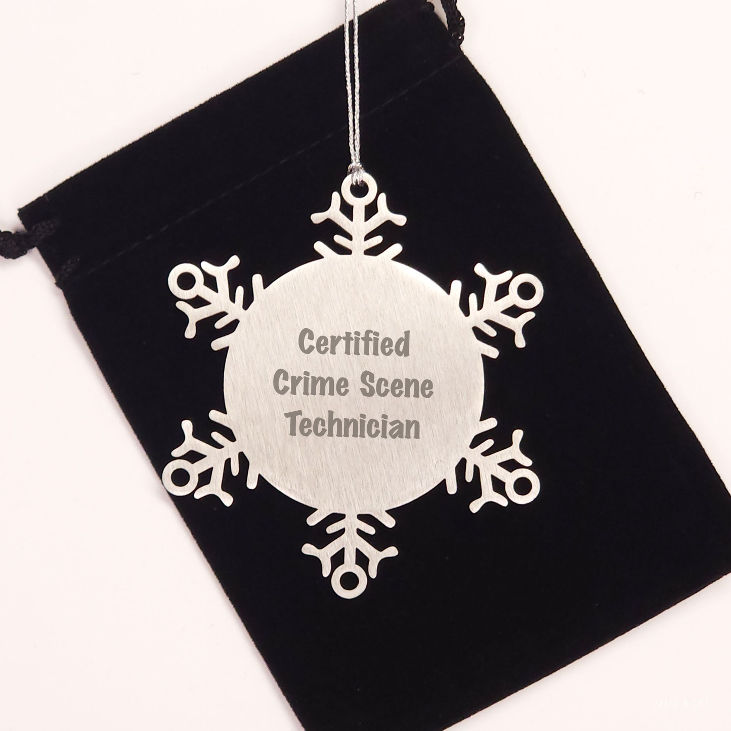 Crime Scene Technician Gifts from Friends - Snowflake Ornament with Certified Quote, Shatterproof, Durable, and Safe for Christmas - Image 2