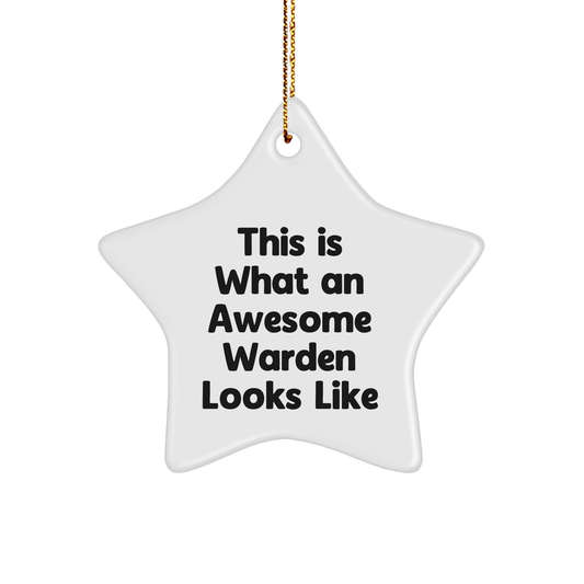 Funny Warden Gifts - This Is What An Awesome Warden Looks Like Christmas Star Ornament from Friends, Family, or Coworkers - Image 1