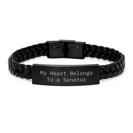 Funny Interlaced Leather Bracelet Gifts from Men to Senator, Funny Senator Lover Quote, Christmas Unique Gifts for Him - Image 1