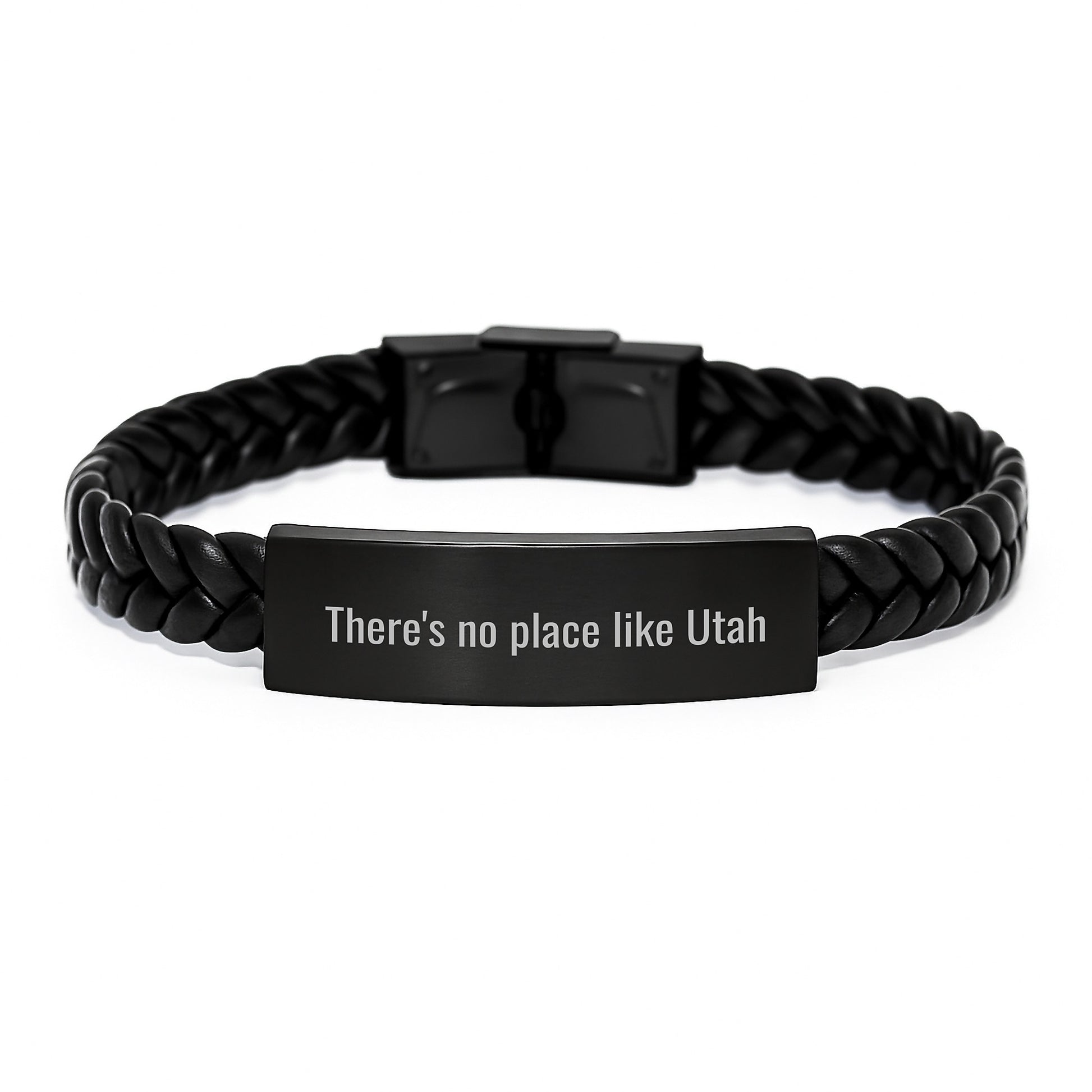 Utah's Natural Beauty Inspired Interlaced Leather Bracelet with Quote, Gifts from Friends to Utah Graduates, Unique Gifts for Men and Women, 'There's No Place Like Utah' Quote - Image 1