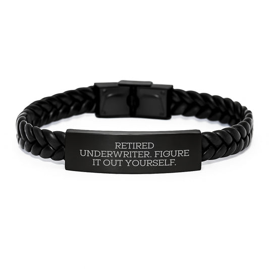 Underwriter's Dilemma Interlaced Leather Bracelet, Funny Quote 'Figure It Out Yourself', Gifts from Friends for Graduation - Image 1