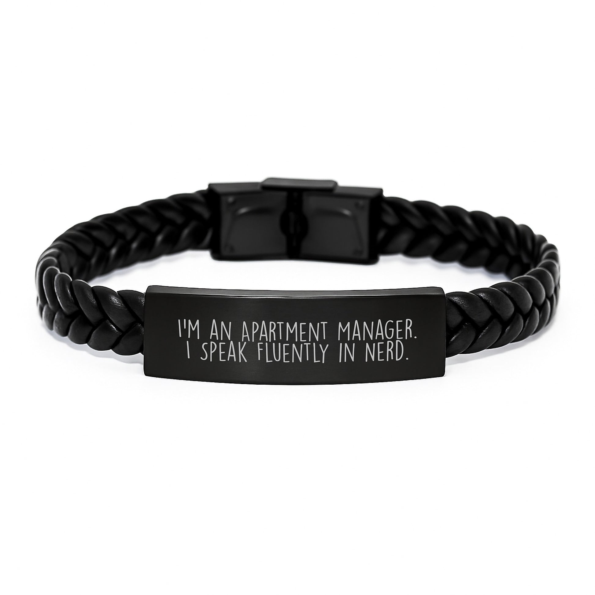 Funny Gifts for Apartment Manager - I'm An Apartment Manager. I Speak Fluently In genius. Interlaced Leather Bracelet for Men - Christmas Unique Gifts from Friends for Apartment Manager - Image 1