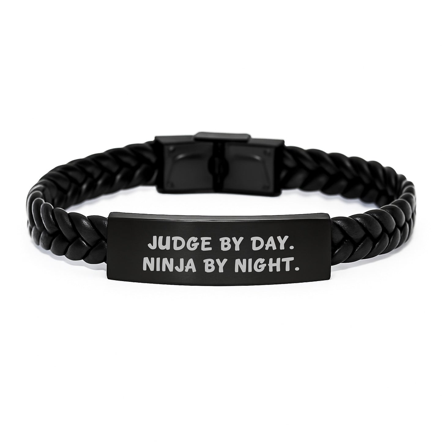 Judge By Day, Ninja By Night, Interlaced Leather Judge Gifts, Birthday Unique Gifts from Friends for Judge - Image 1