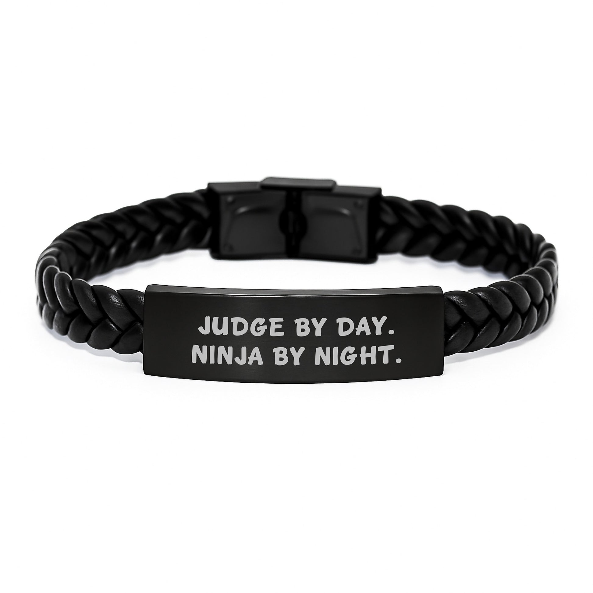 Judge By Day, Ninja By Night, Interlaced Leather Judge Gifts, Birthday Unique Gifts from Friends for Judge - Image 1